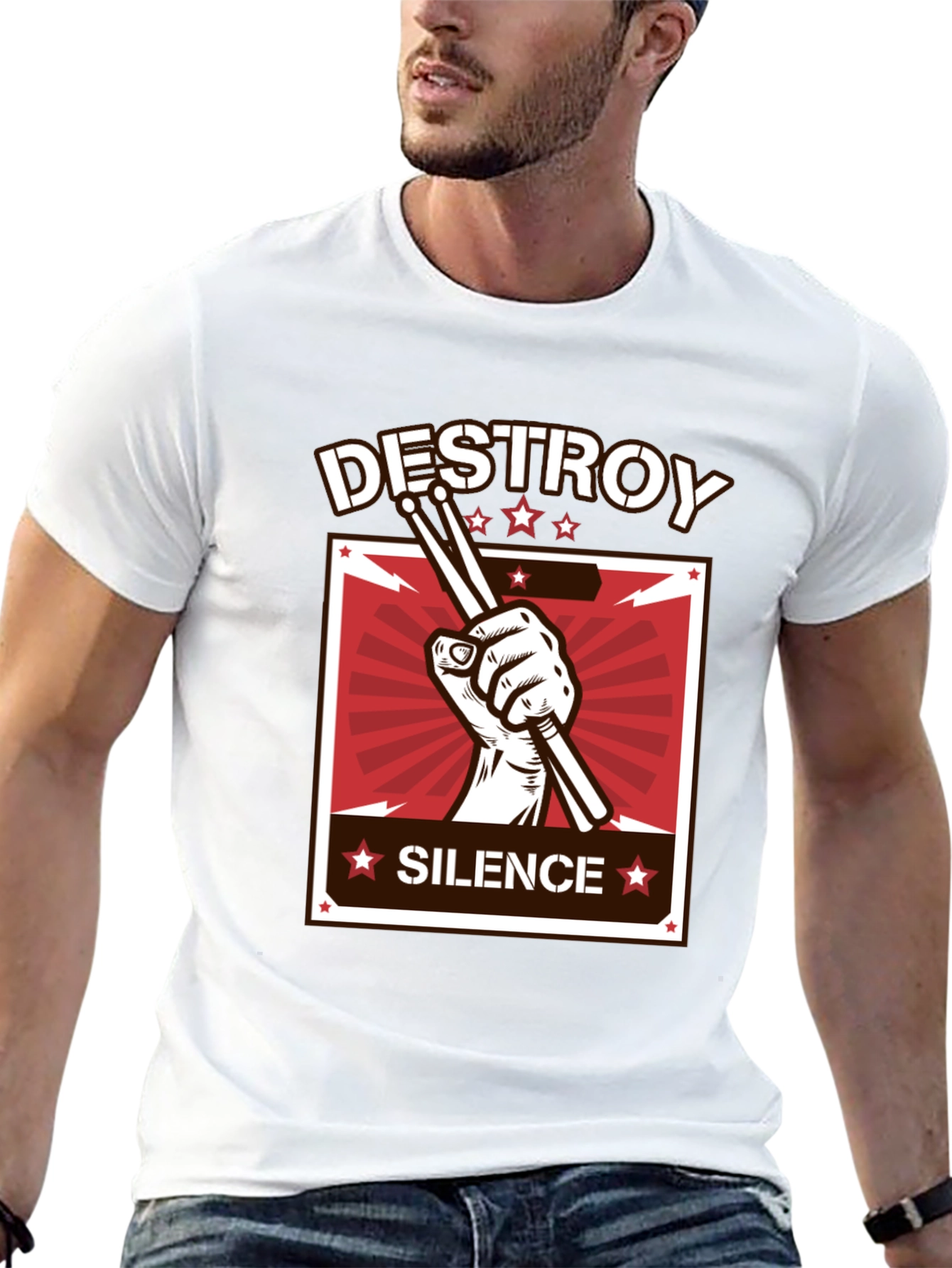 Destroy Silence Drummer Graphic T-Shirt