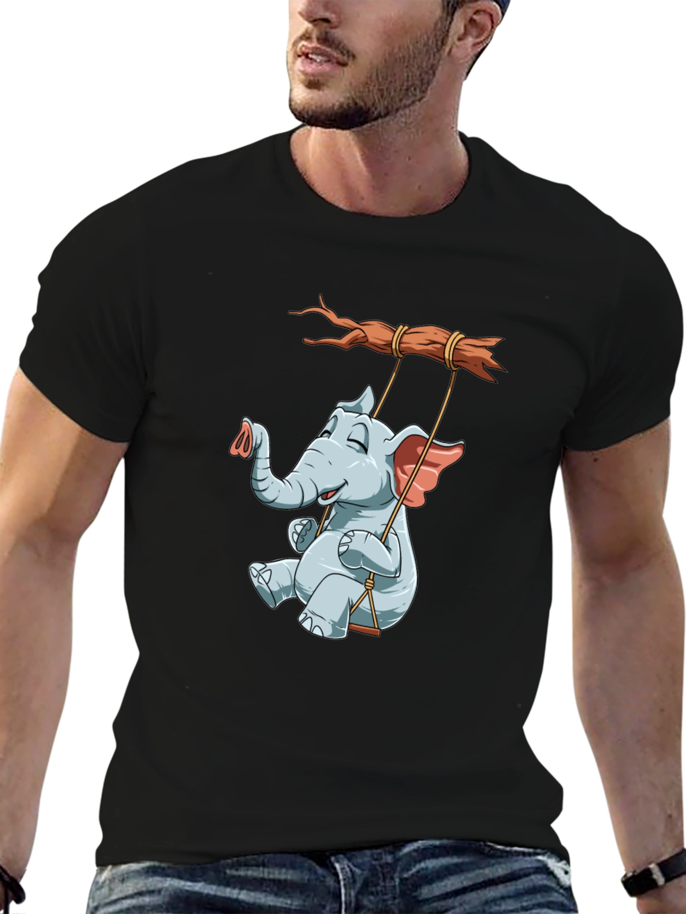 Elephant on Swing Graphic Tee