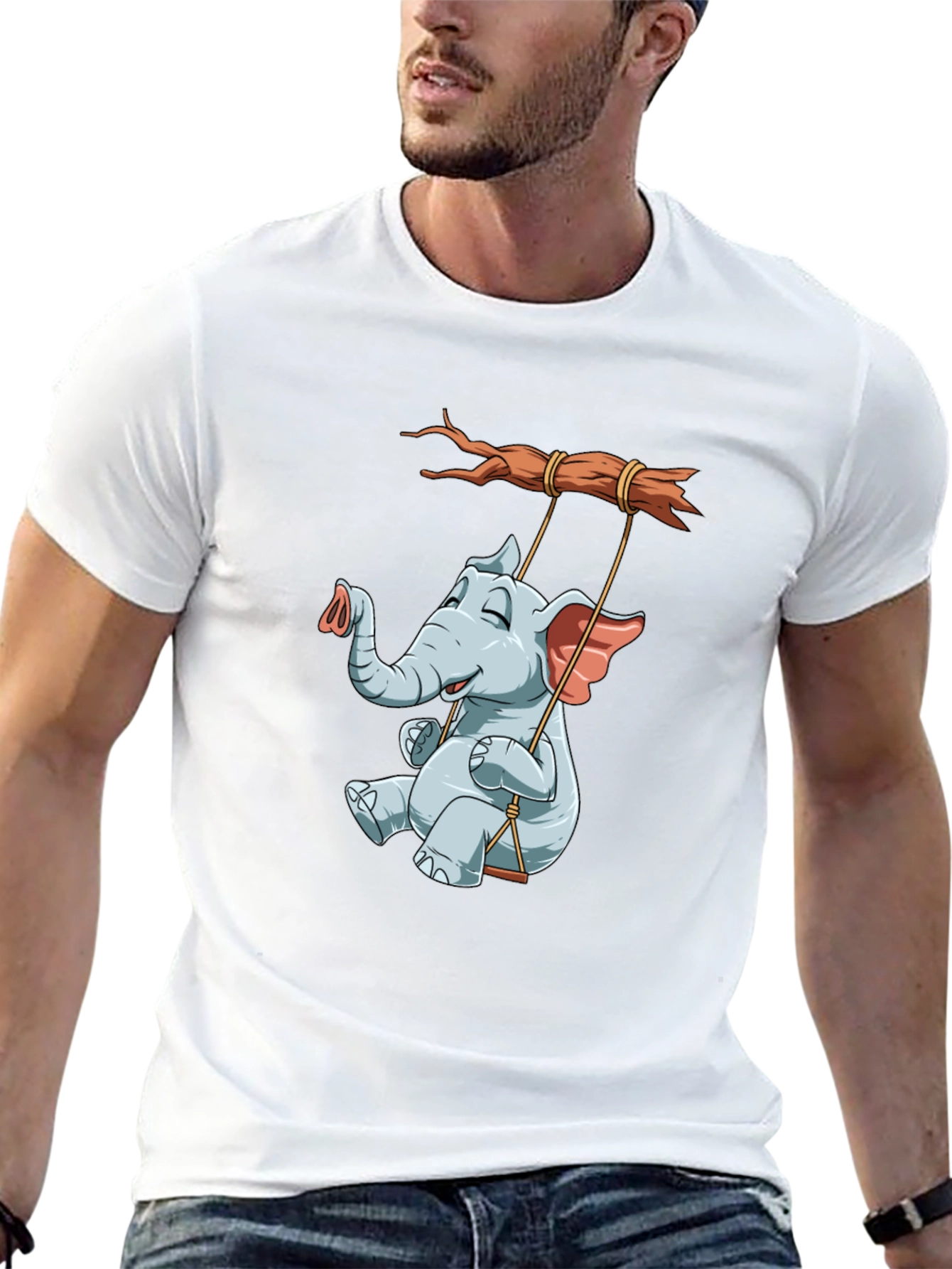 Elephant on Swing Graphic Tee