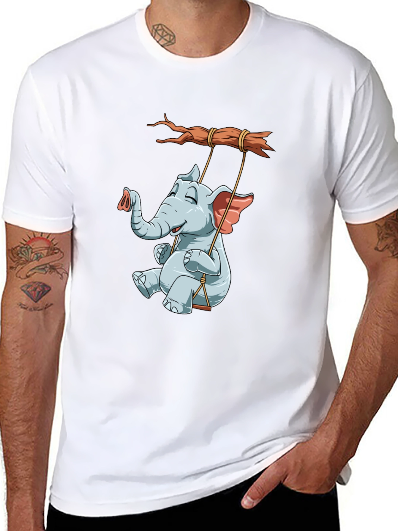 Elephant on Swing Graphic Tee