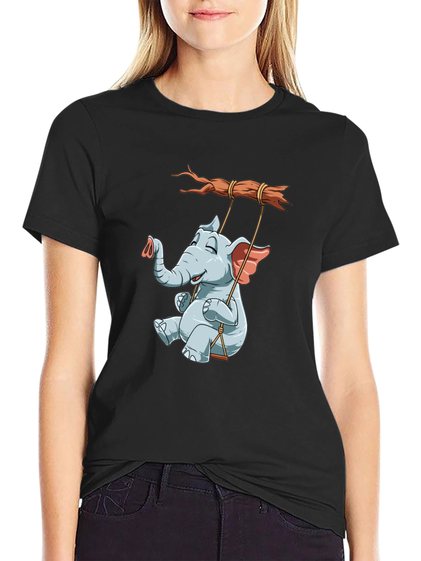 Elephant on Swing Graphic Tee