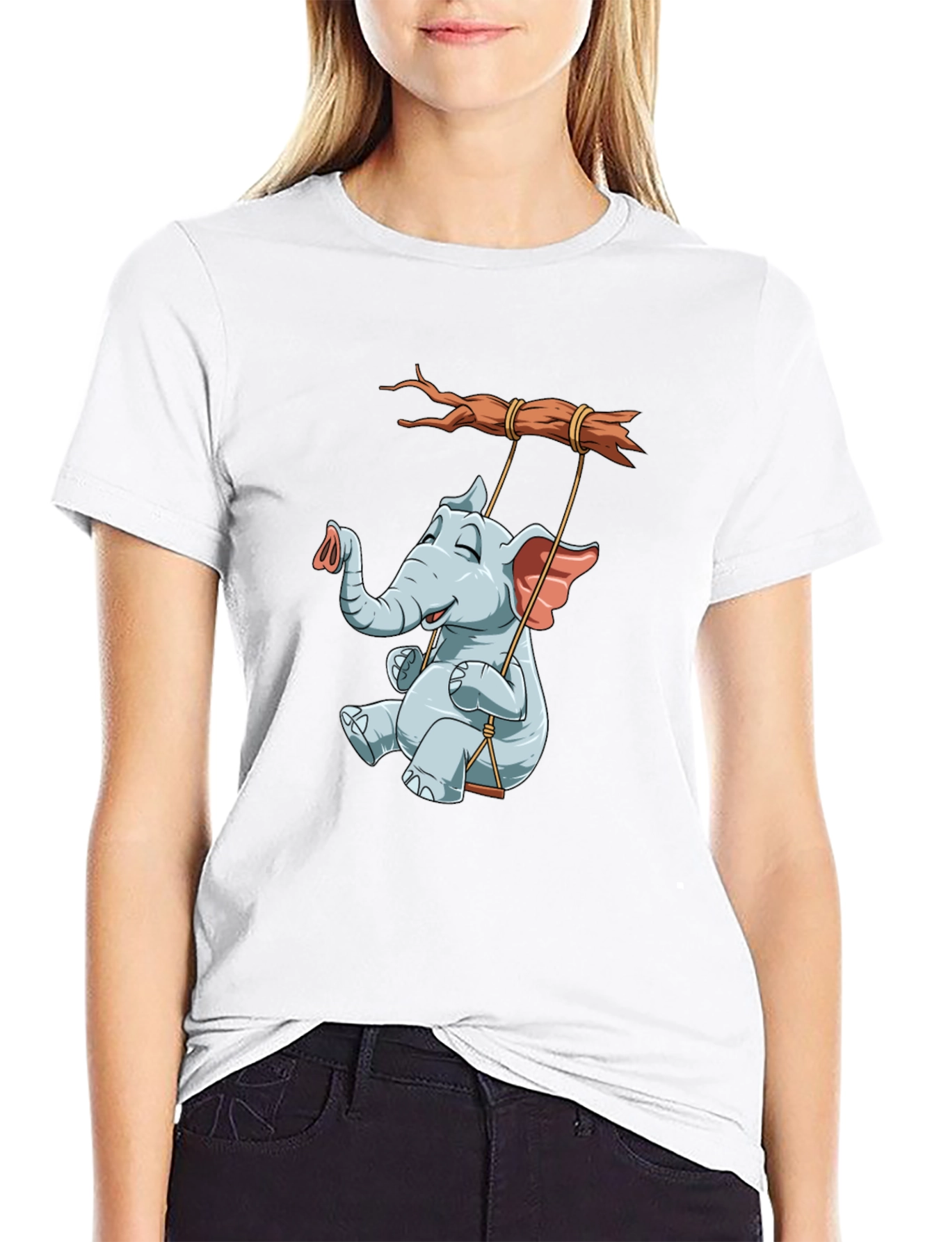 Elephant on Swing Graphic Tee