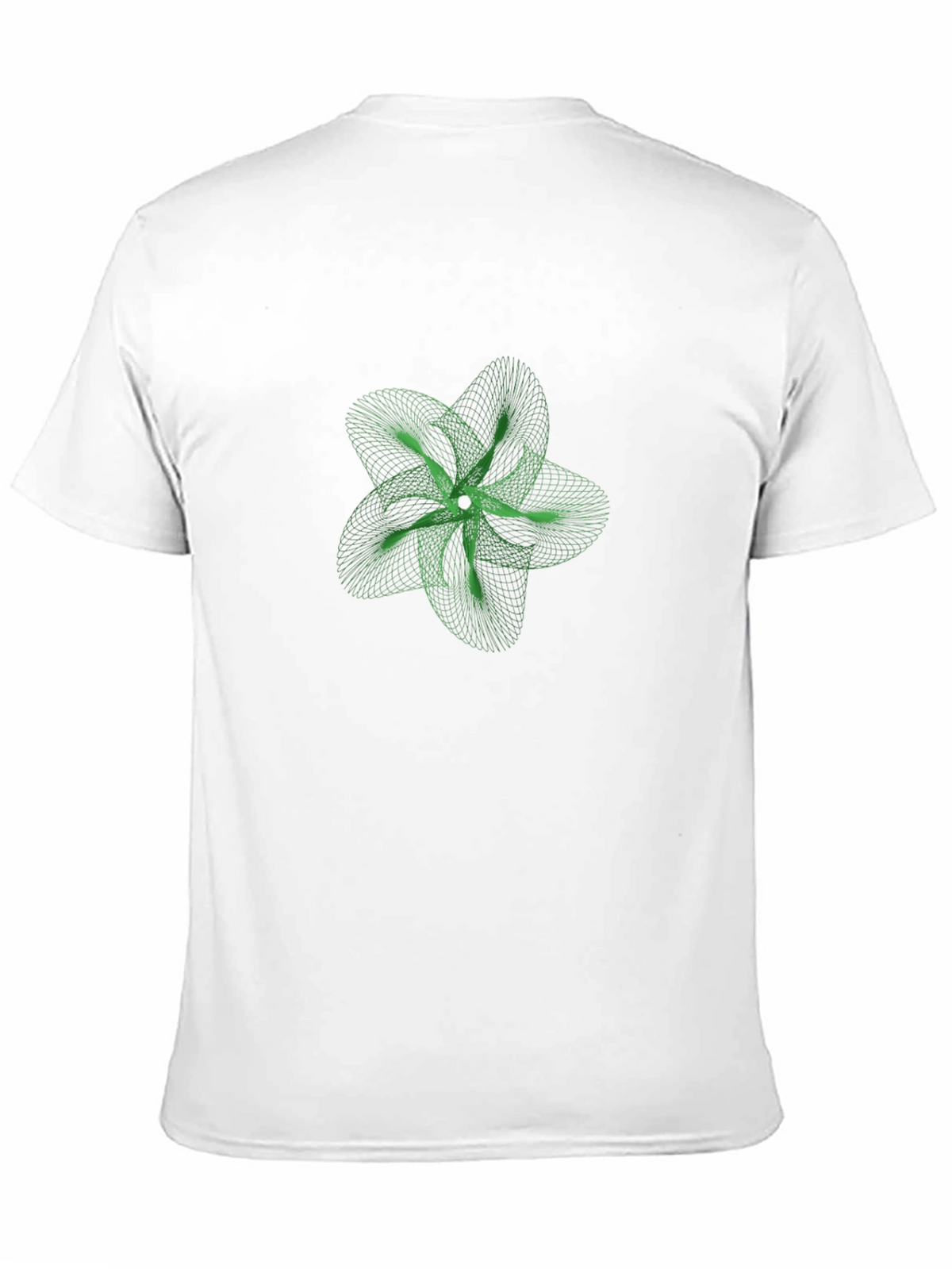 Geometric Green Flower Graphic Black T-Shirt