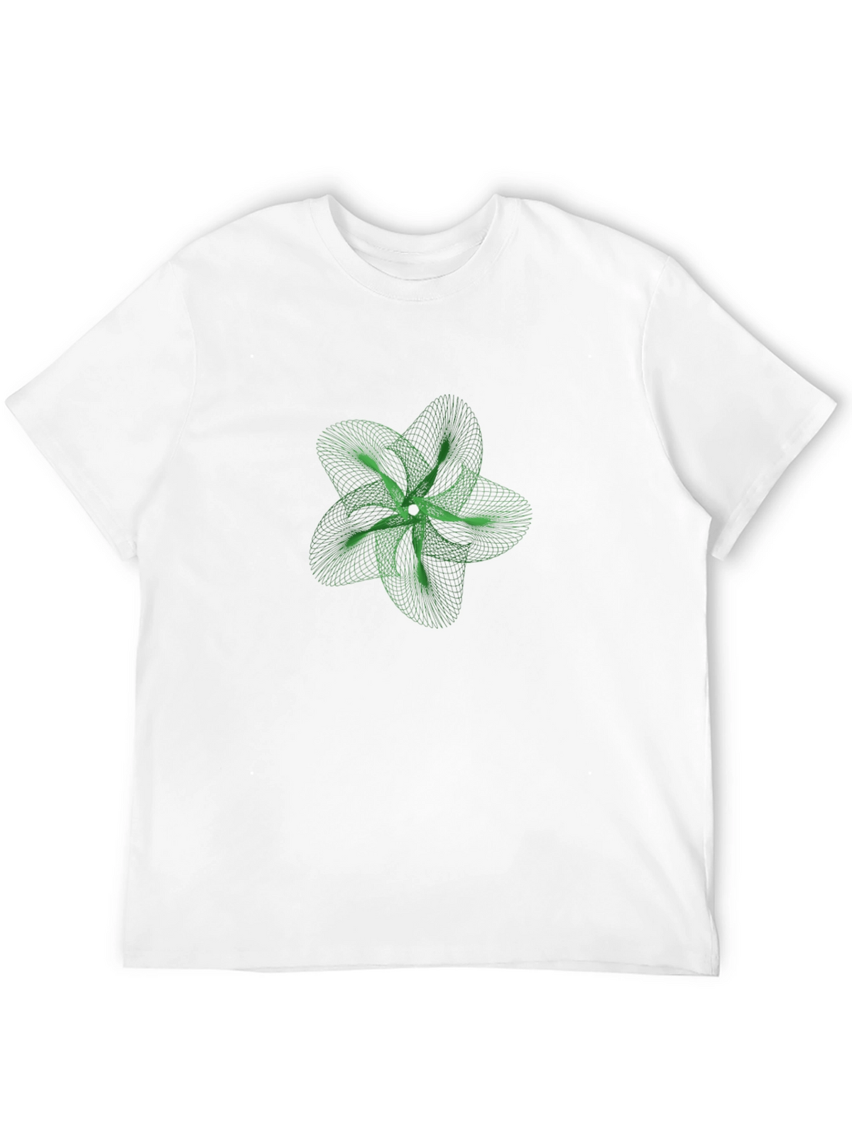Geometric Green Flower Graphic Black T-Shirt
