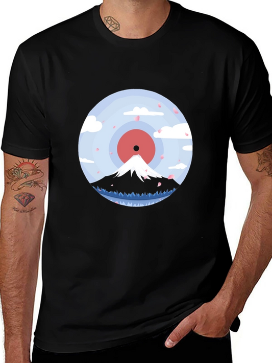 Japanese Art Vinyl Record Style Graphic T-Shirt