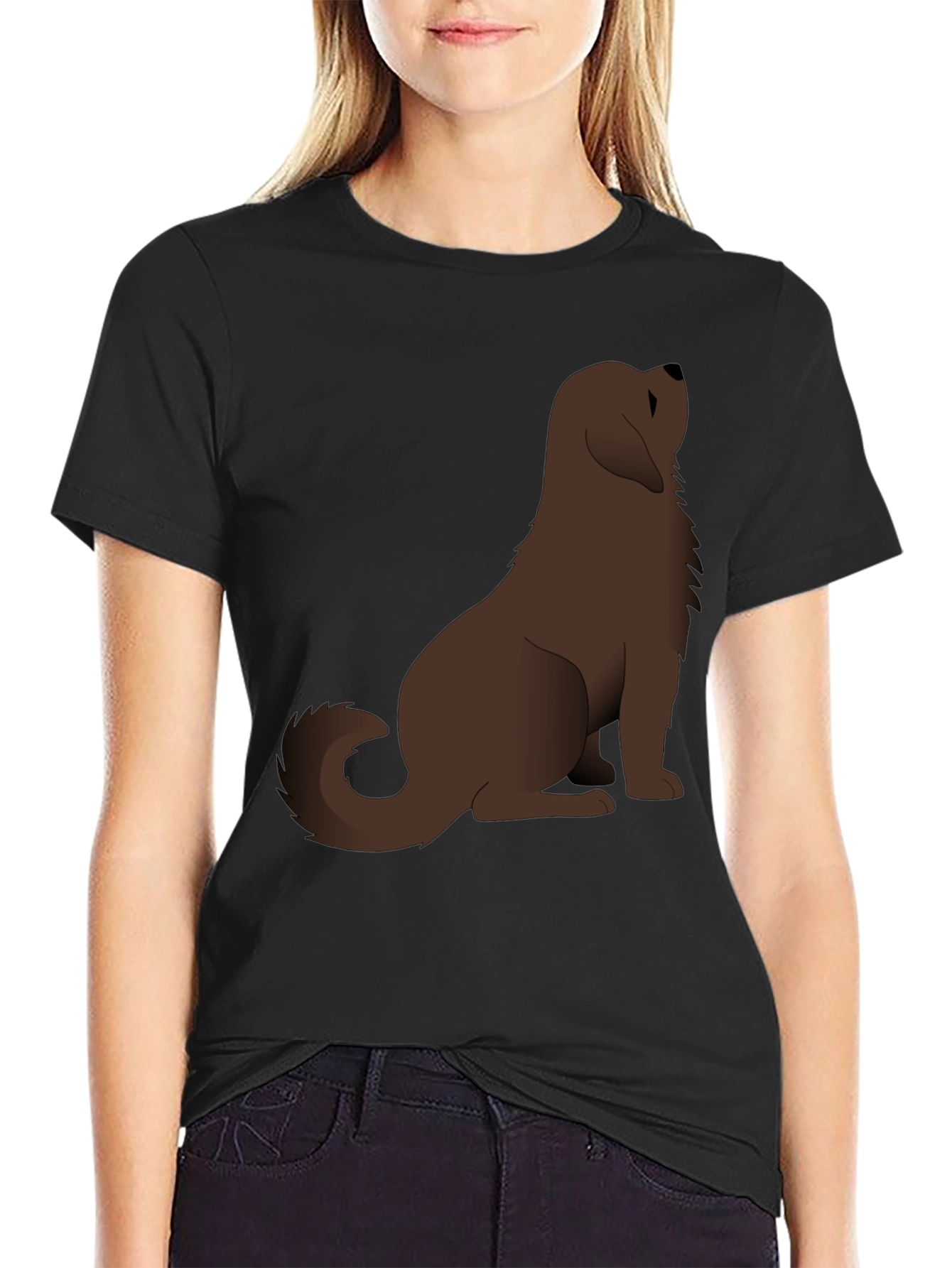 Dog Lovers Black Cotton Graphic Tee
