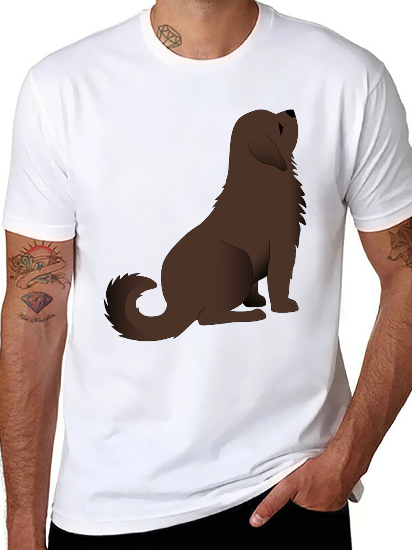 Dog Lovers Black Cotton Graphic Tee
