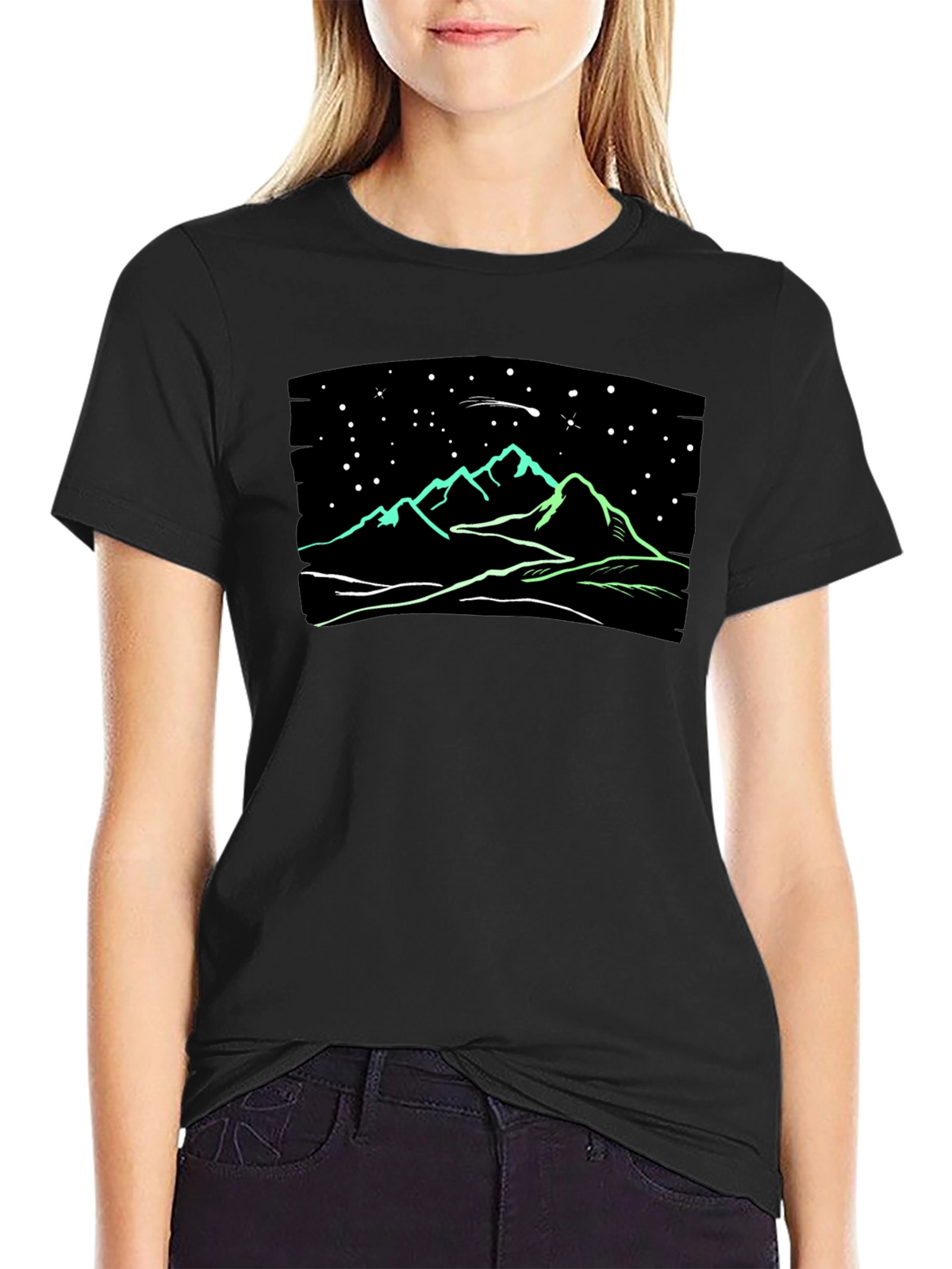 Night Sky Mountain T-Shirt - Glow in the Dark