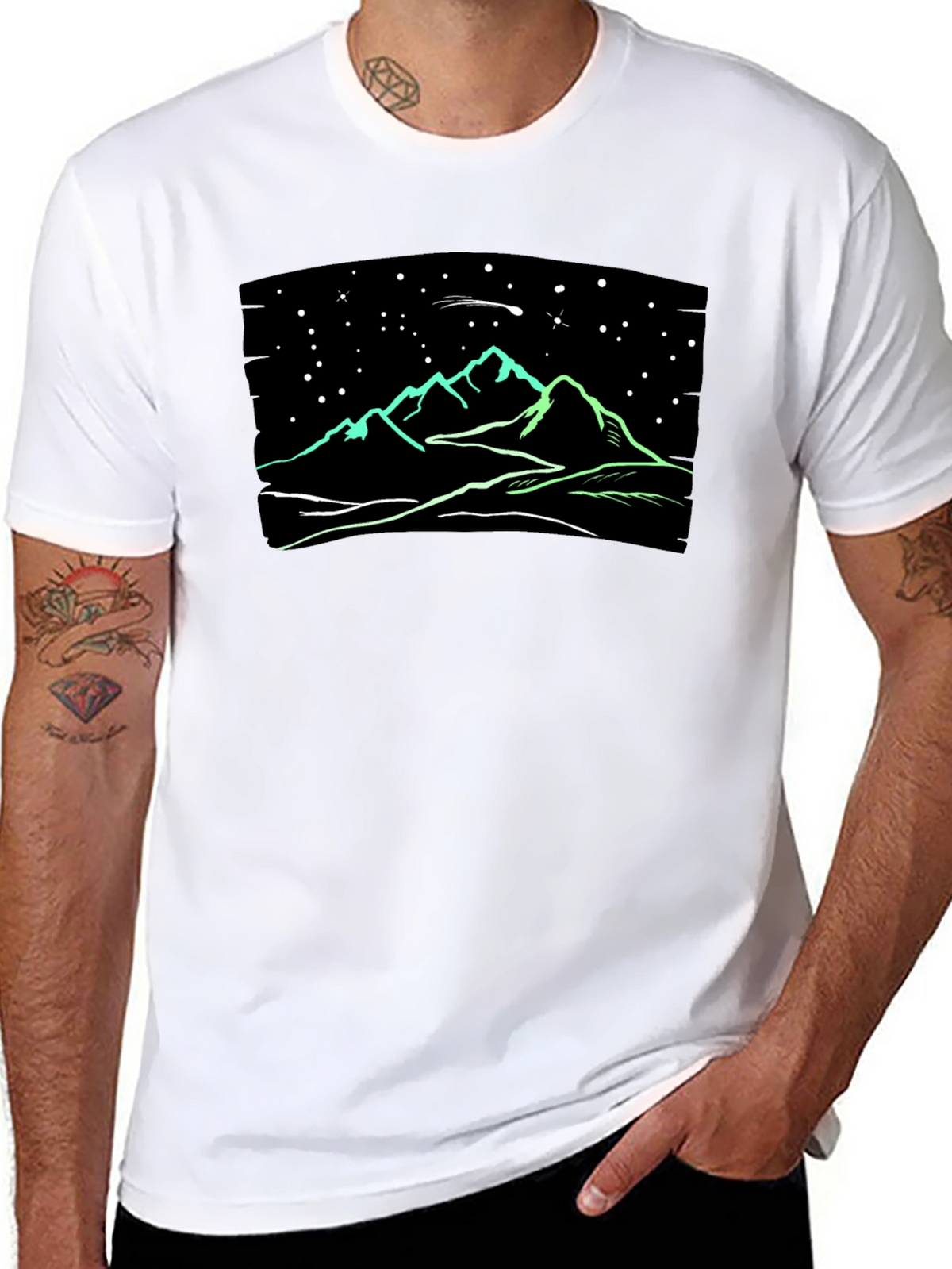 Night Sky Mountain T-Shirt - Glow in the Dark
