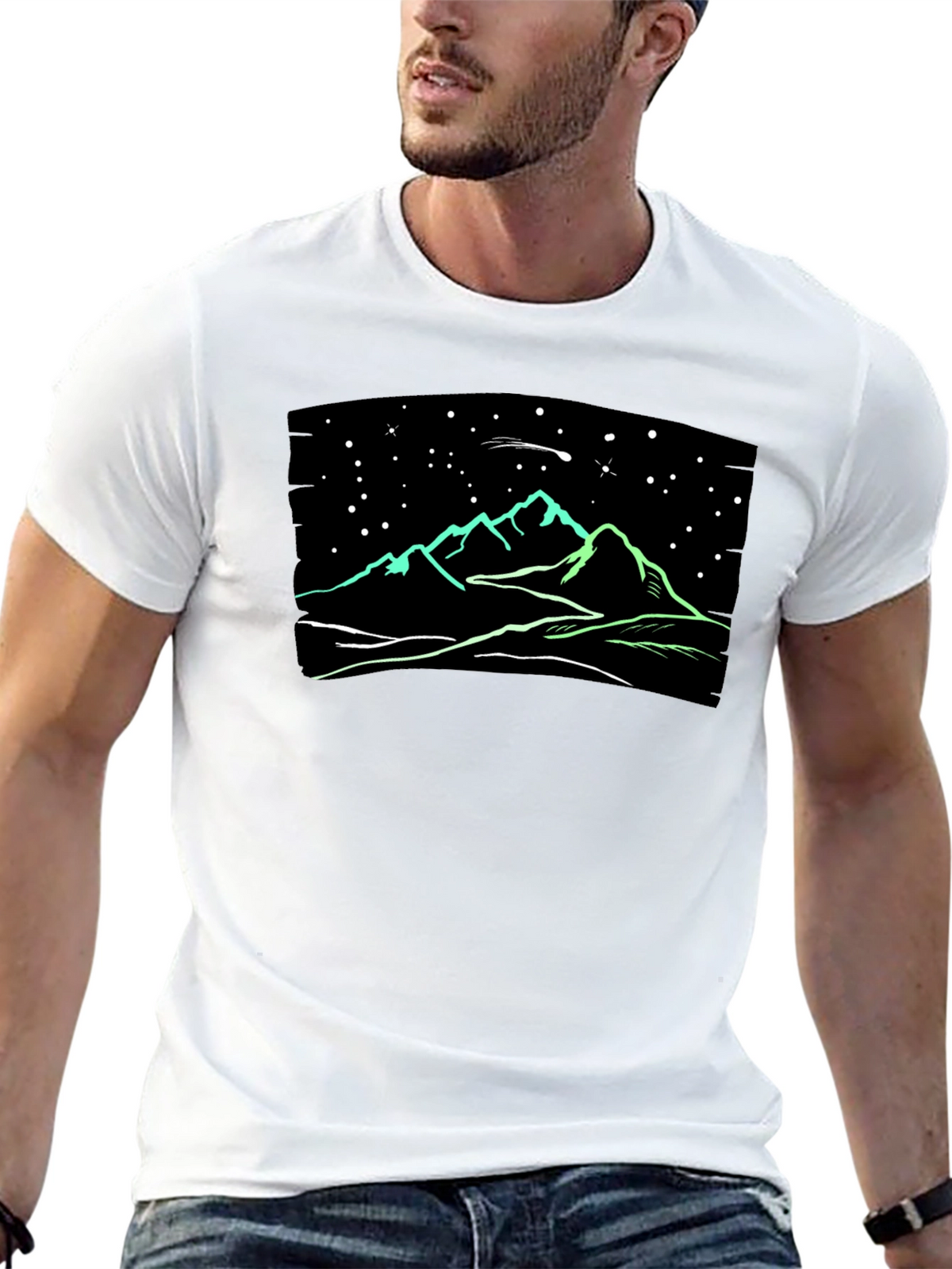 Night Sky Mountain T-Shirt - Glow in the Dark