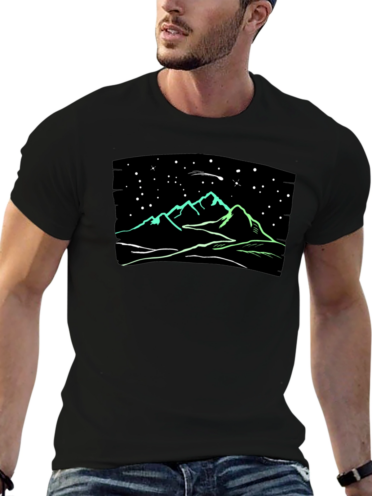 Night Sky Mountain T-Shirt - Glow in the Dark