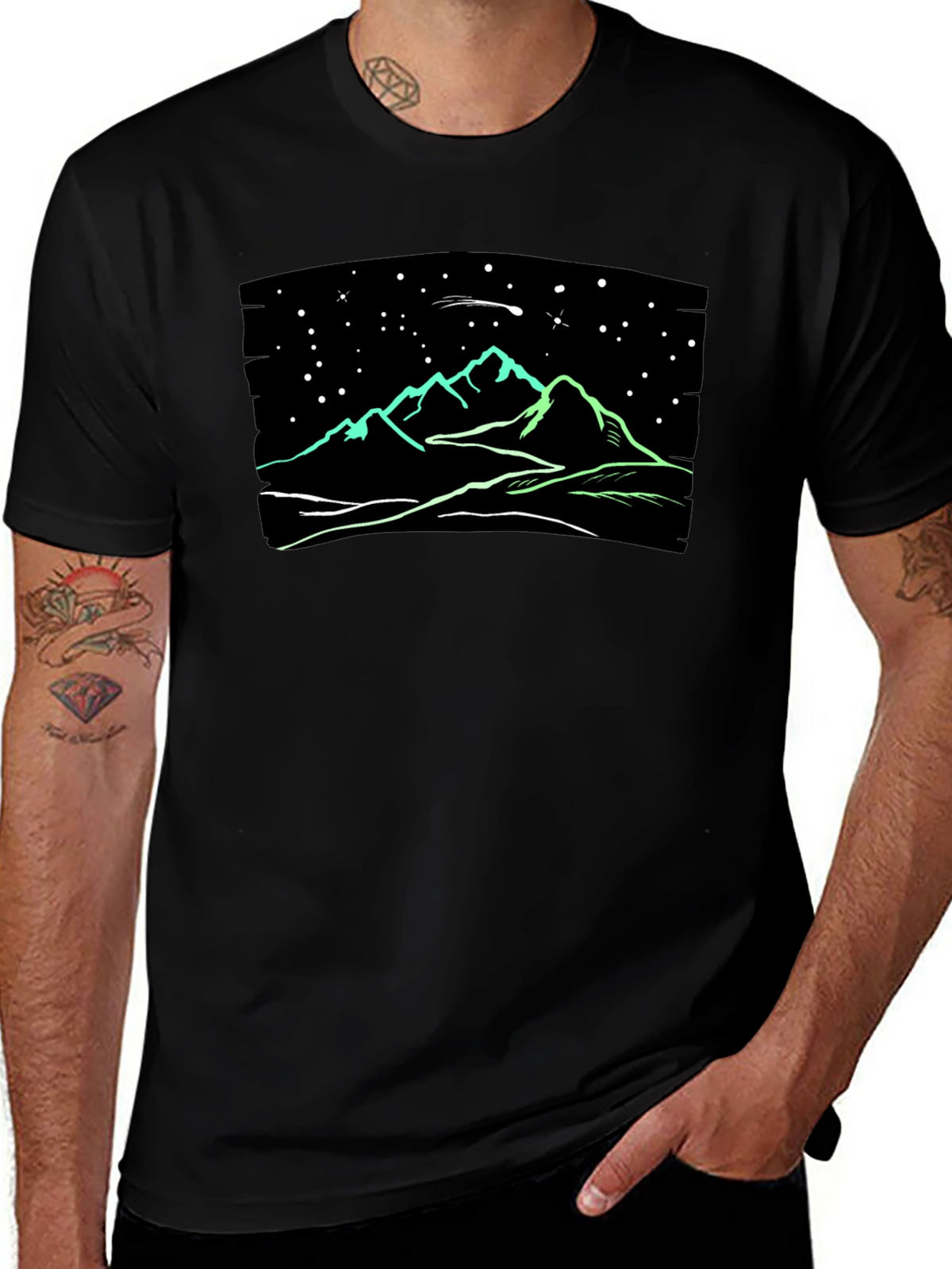 Night Sky Mountain T-Shirt - Glow in the Dark
