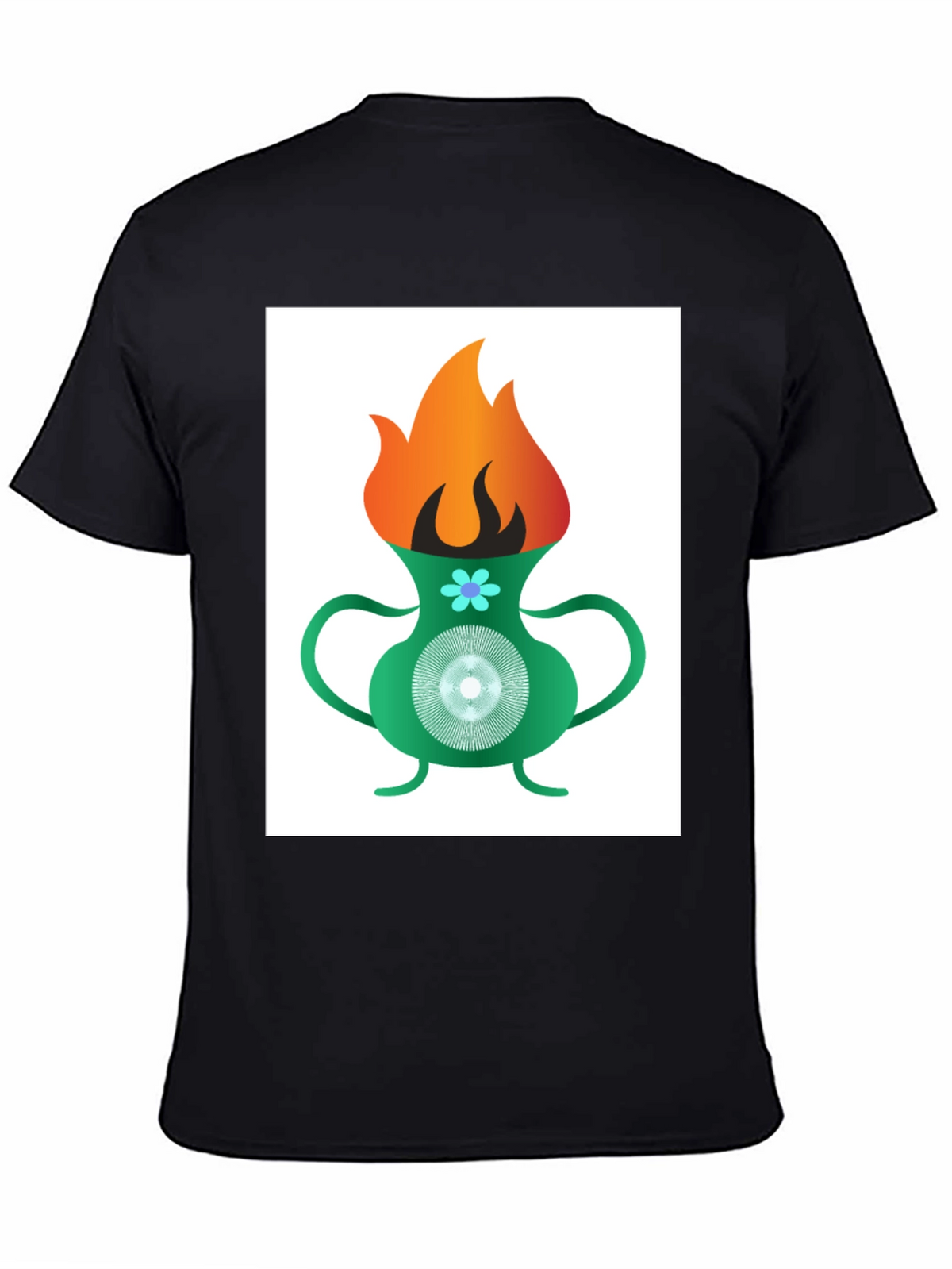 Flame Vase Graphic Tee - Black Cotton T-Shirt