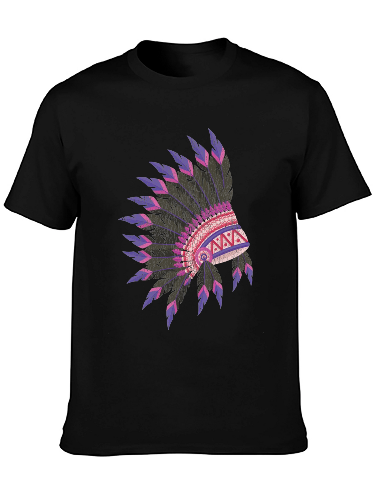Native American Headdress Graphic Black T-Shirt