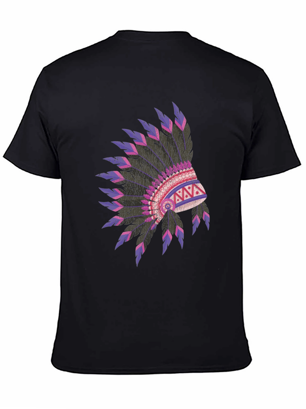 Native American Headdress Graphic Black T-Shirt