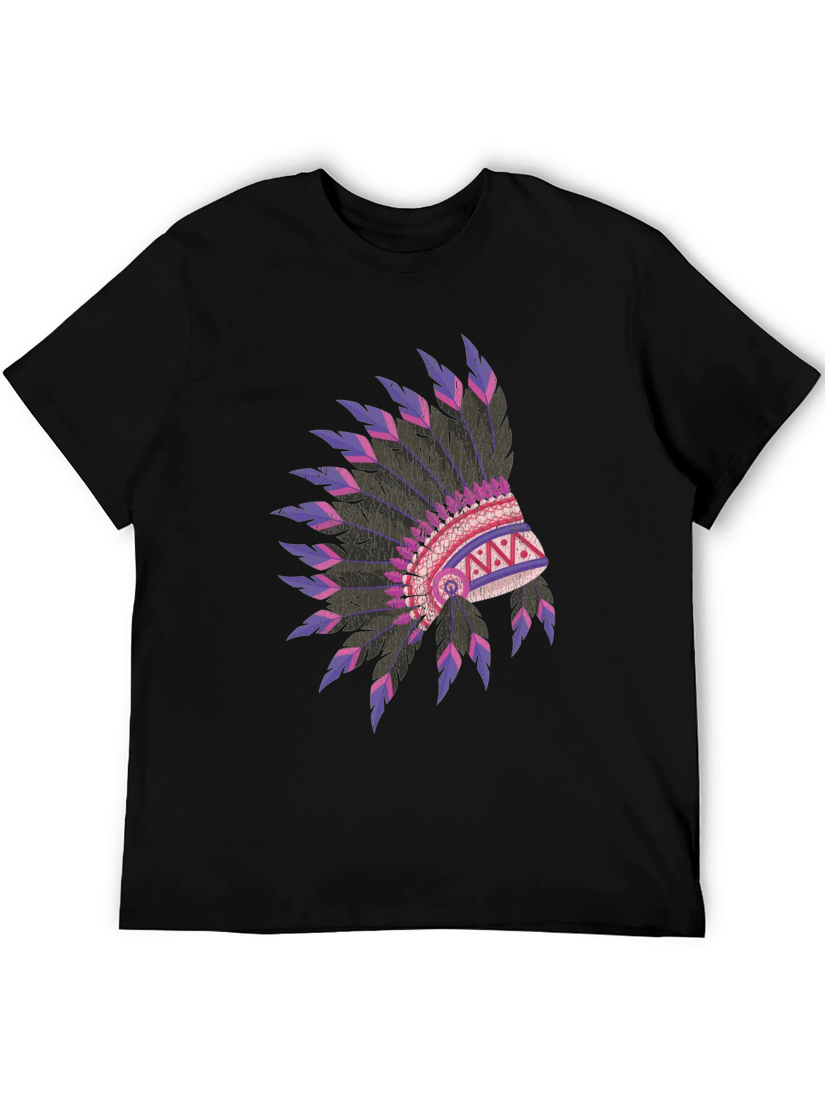 Native American Headdress Graphic Black T-Shirt