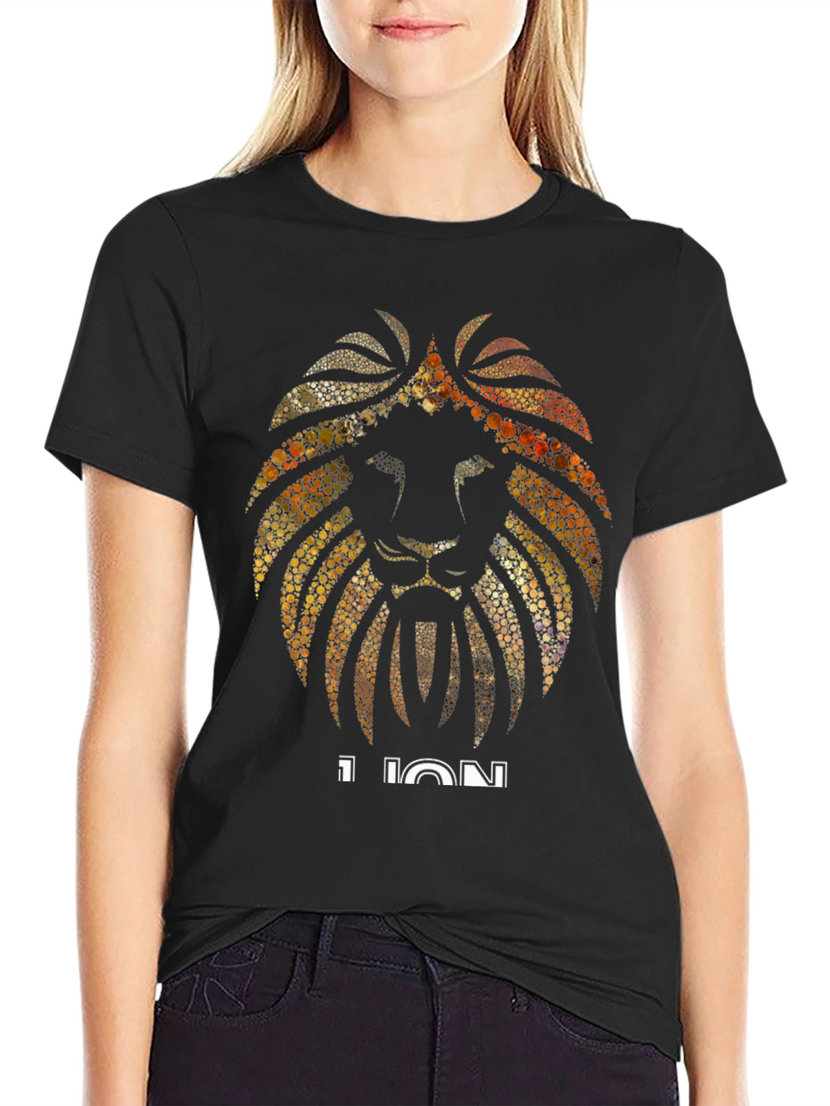 Lion Graphic Print Black T-Shirt
