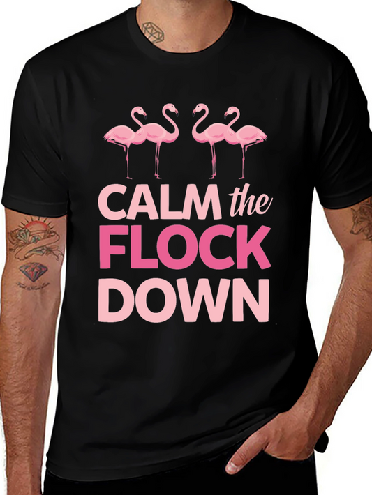 Calm the Flock Down Flamingo Graphic Tee