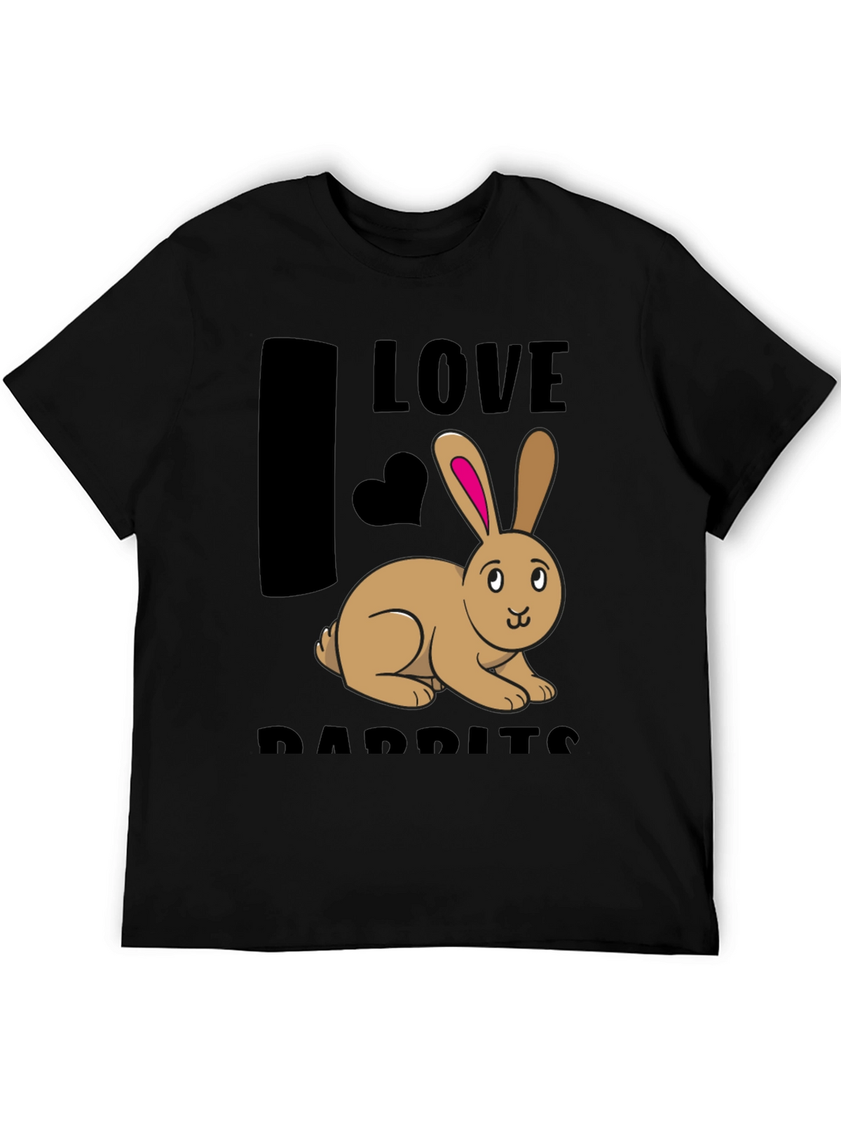 I Love Rabbits Black Graphic T-Shirt