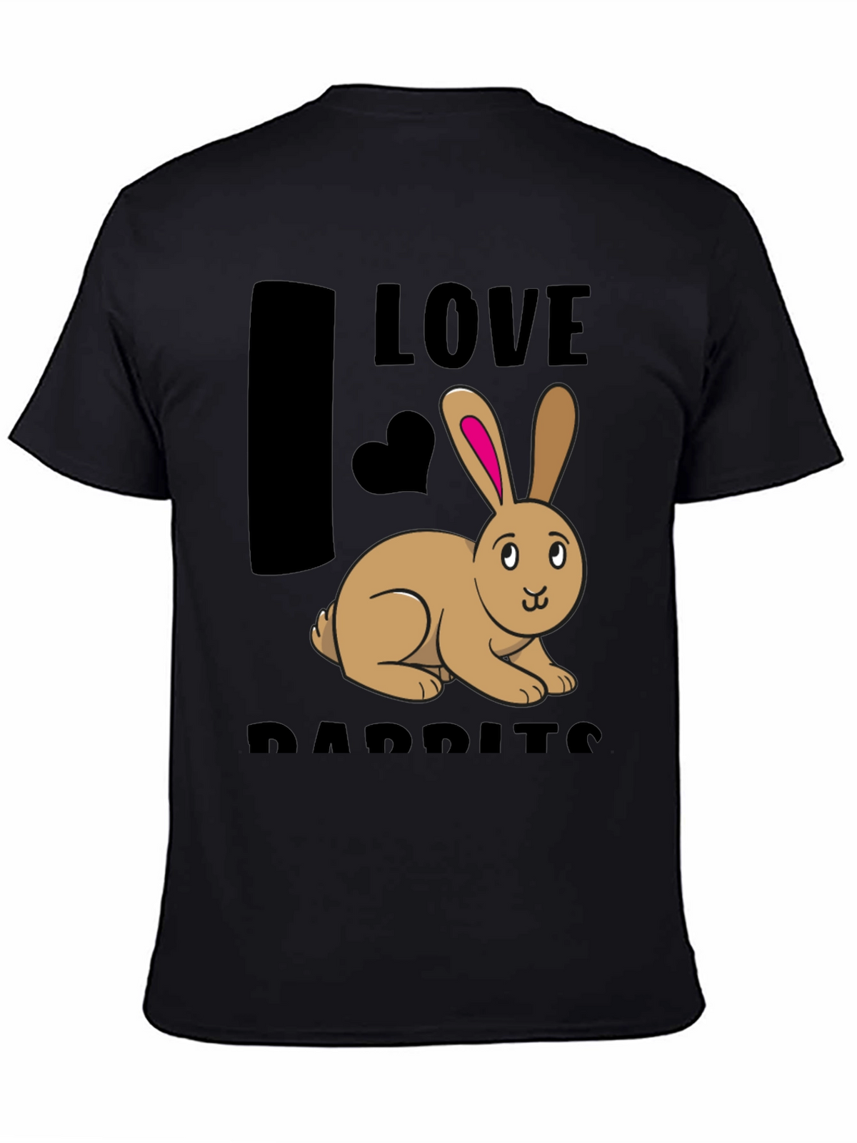 I Love Rabbits Black Graphic T-Shirt