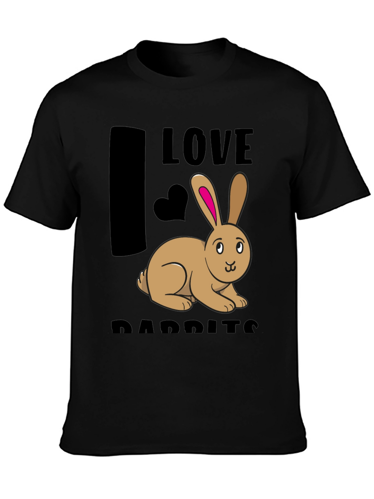 I Love Rabbits Black Graphic T-Shirt