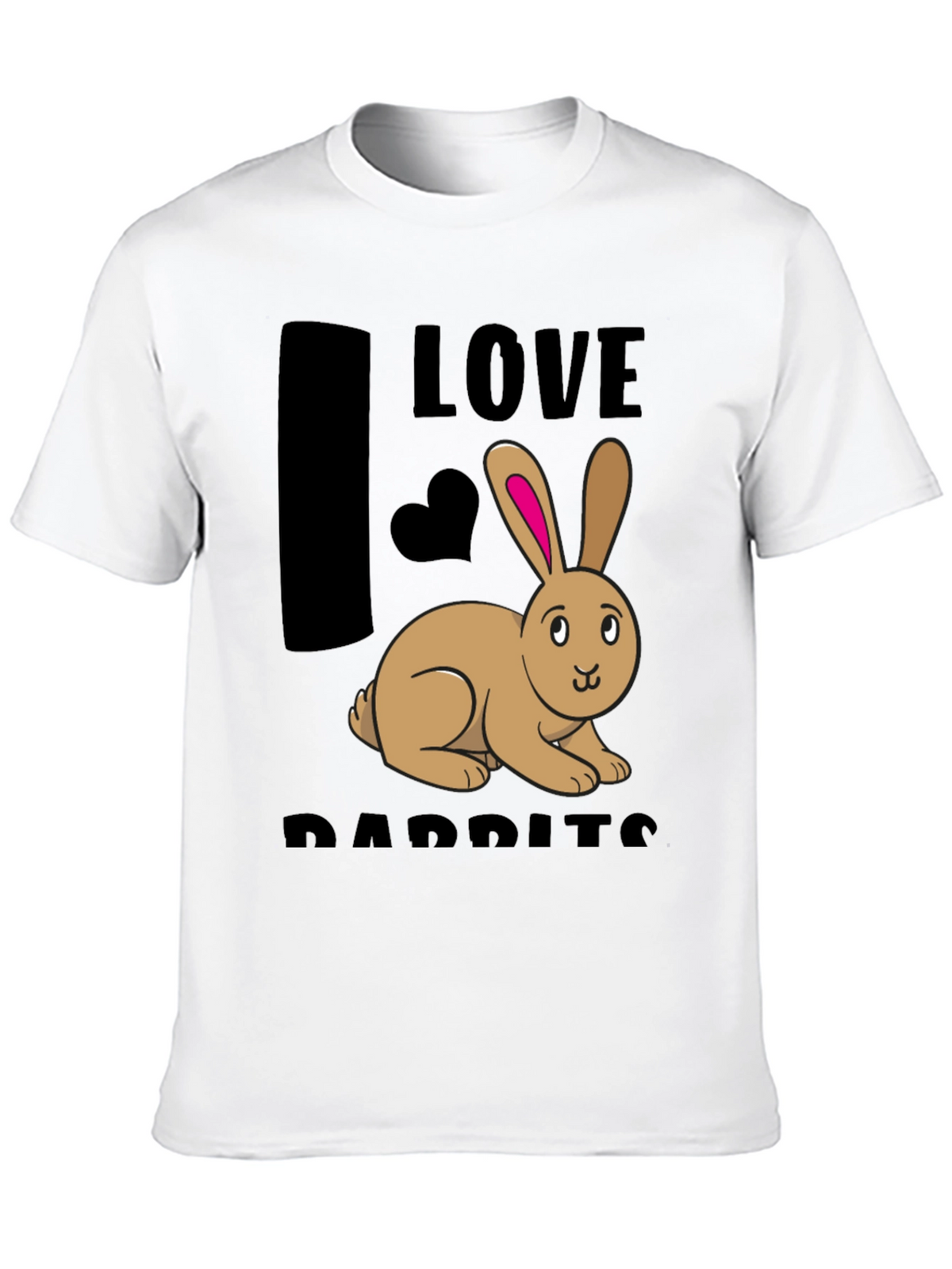 I Love Rabbits Black Graphic T-Shirt