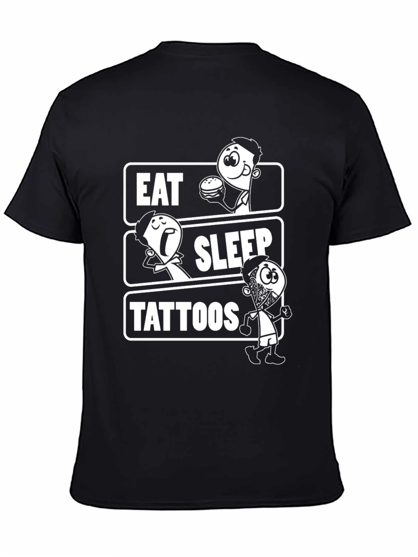 Eat Sleep Tattoos Black Graphic Tee Shirt