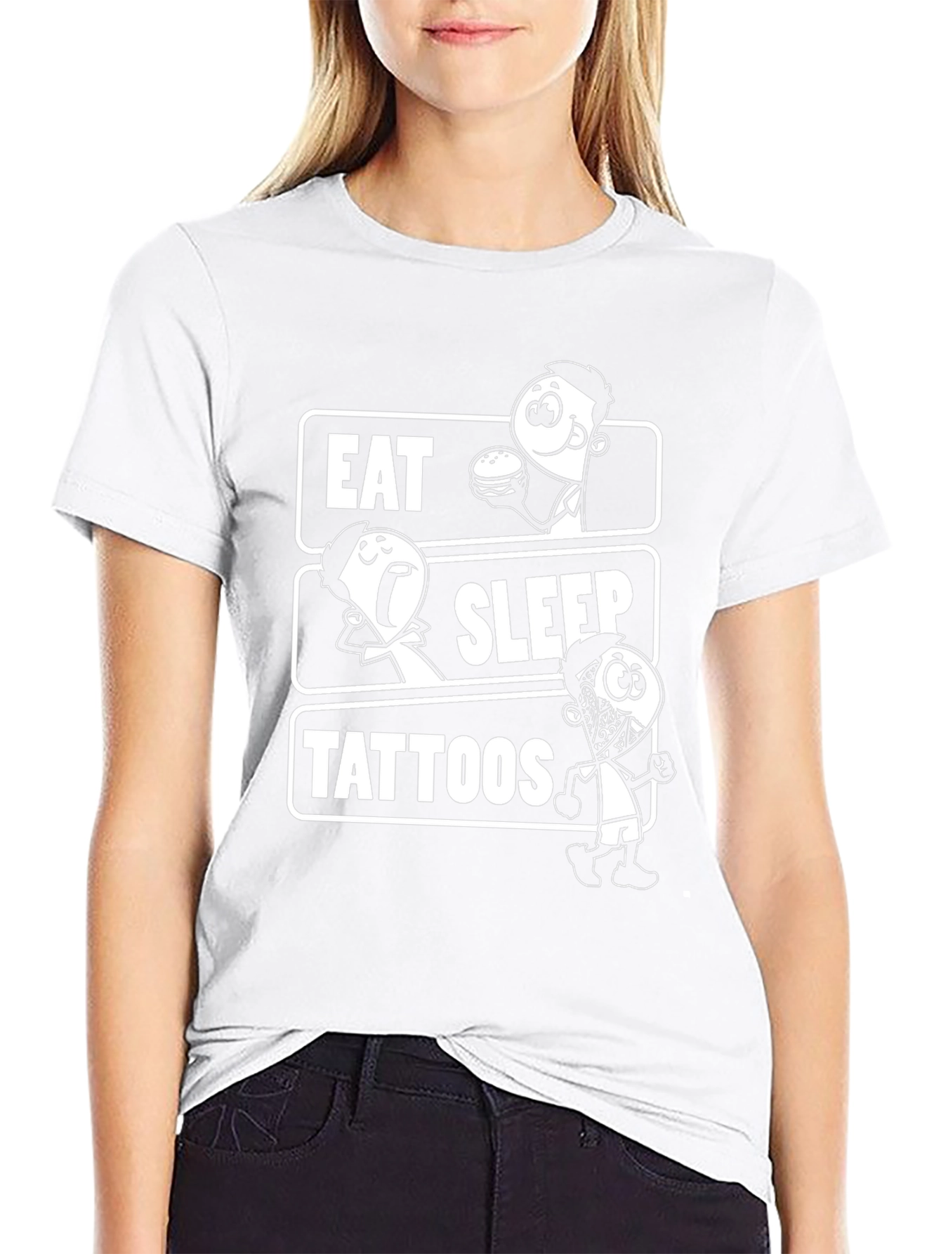 Eat Sleep Tattoos Black Graphic Tee Shirt