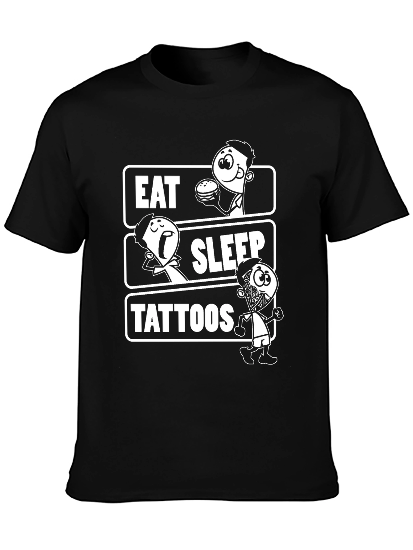 Eat Sleep Tattoos Black Graphic Tee Shirt