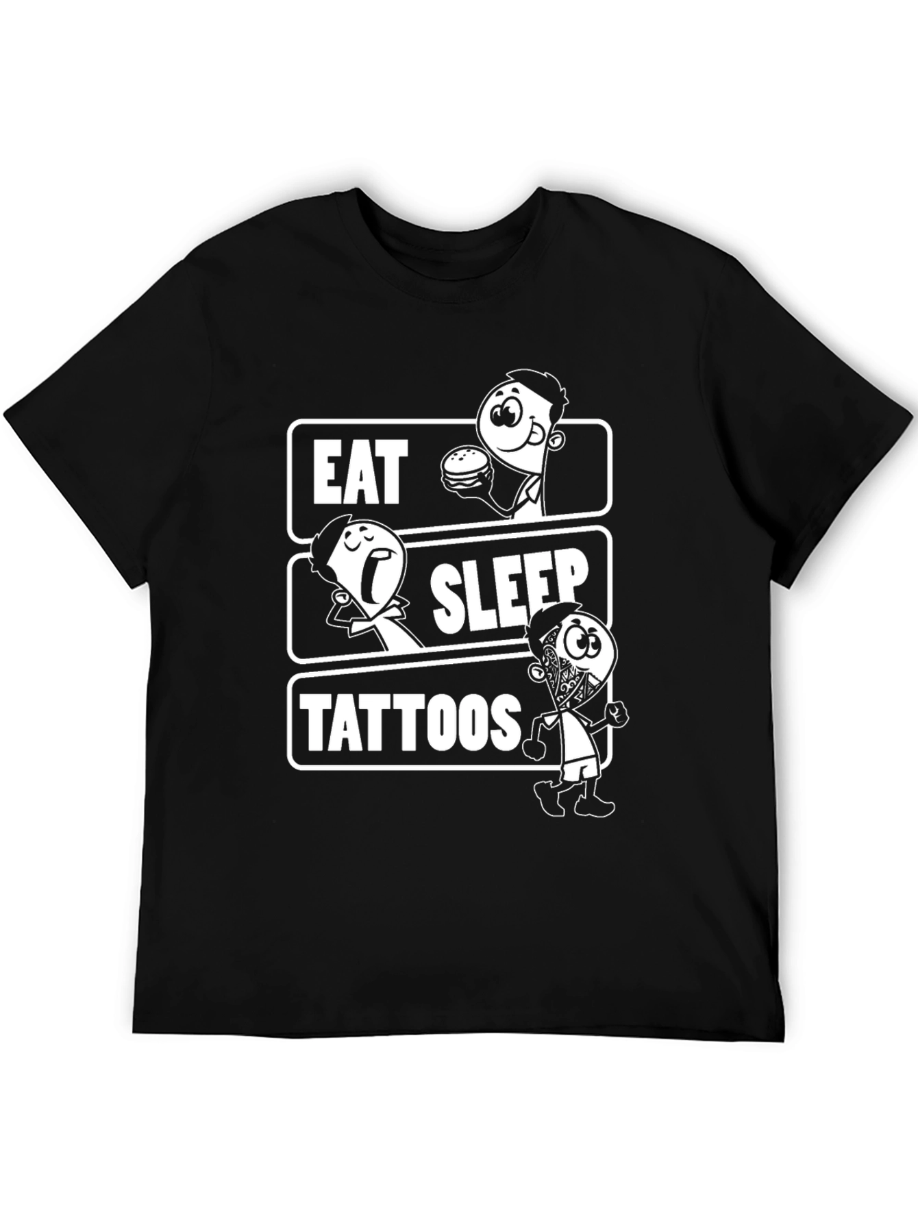 Eat Sleep Tattoos Black Graphic Tee Shirt
