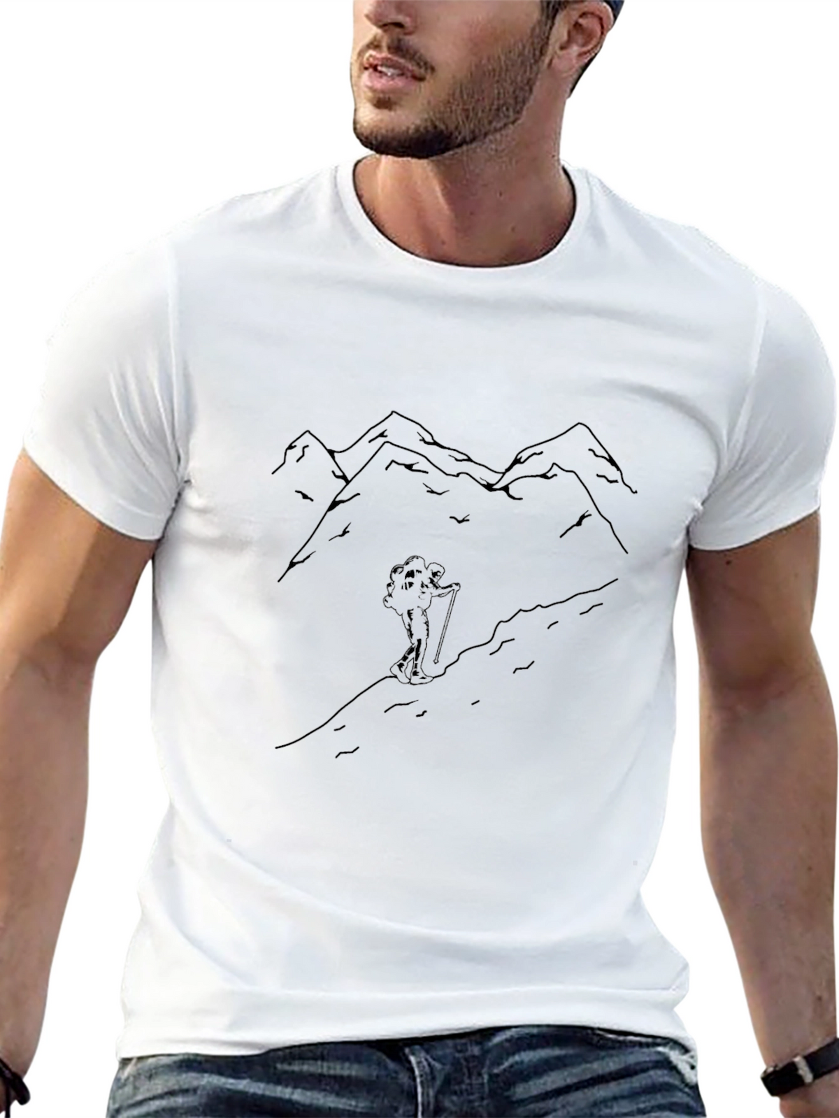 Mountain Hiker Graphic Tee - Black Cotton
