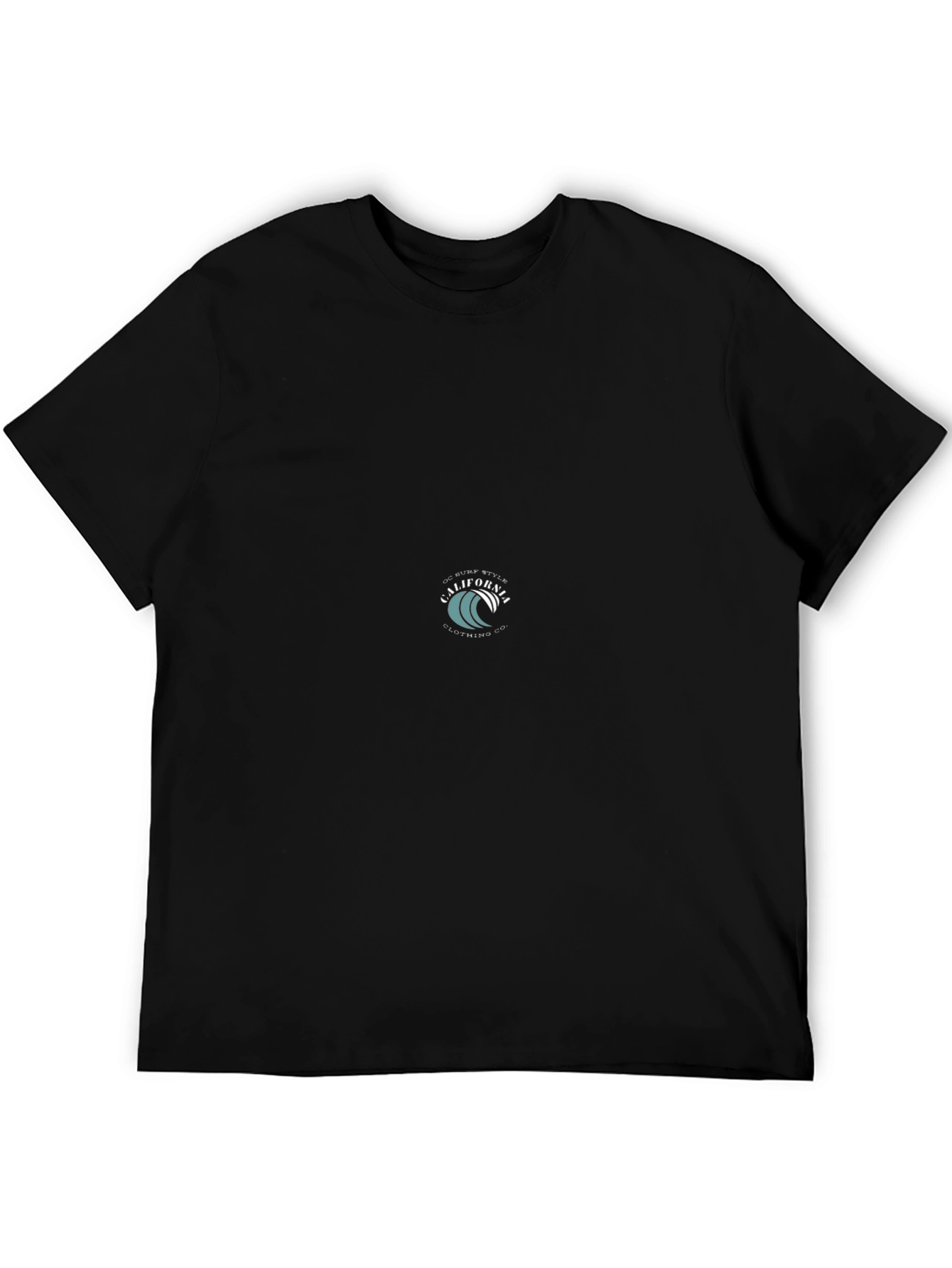 Black Crew Neck T-Shirt with Wave Logo
