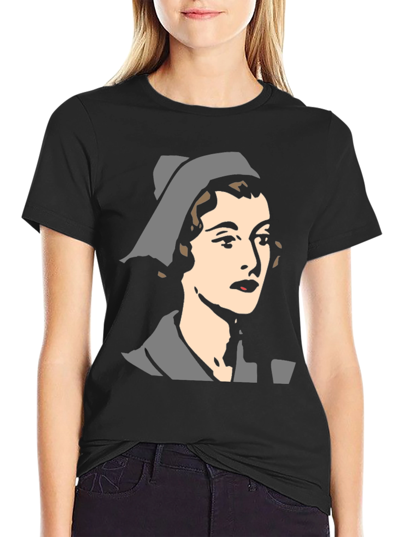 Retro Nurse Graphic T-Shirt - Black