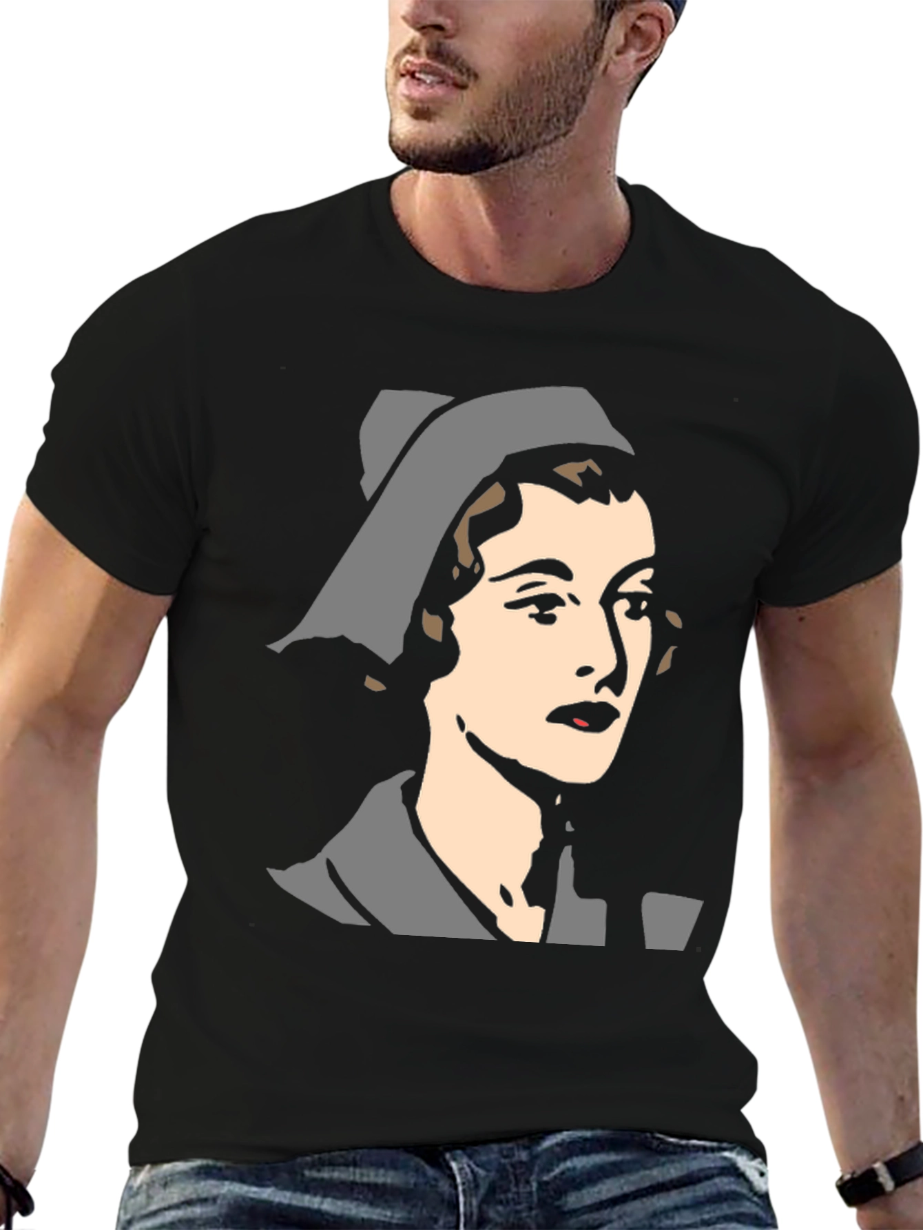Retro Nurse Graphic T-Shirt - Black