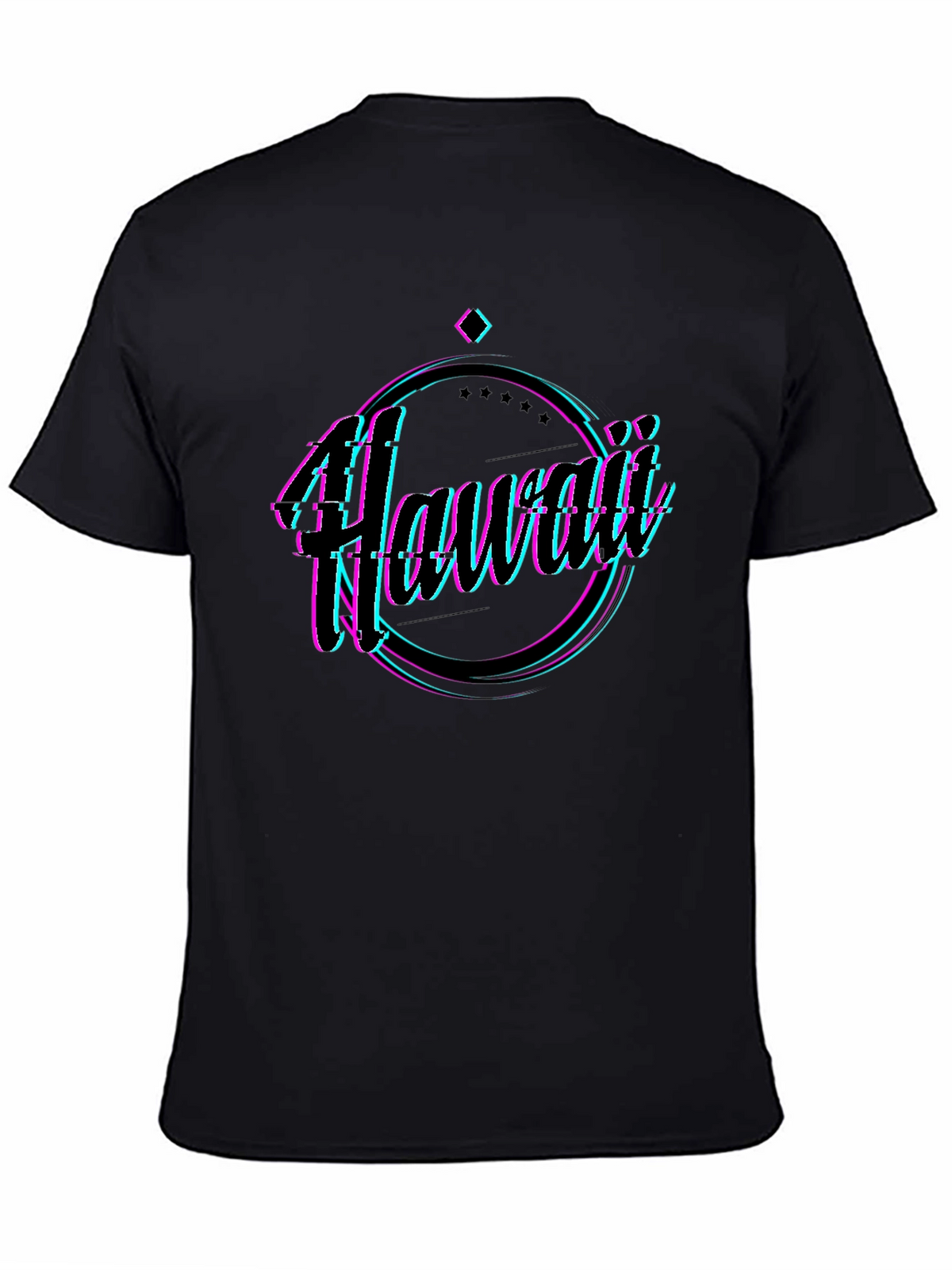 Hawaii Glitch Graphic Black T-Shirt