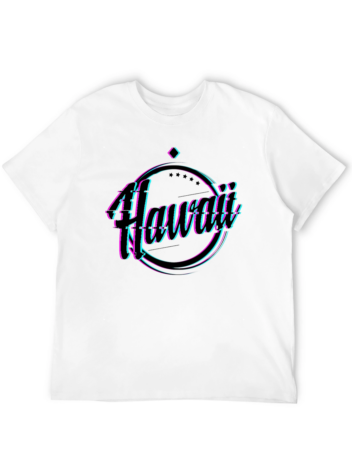 Hawaii Glitch Graphic Black T-Shirt