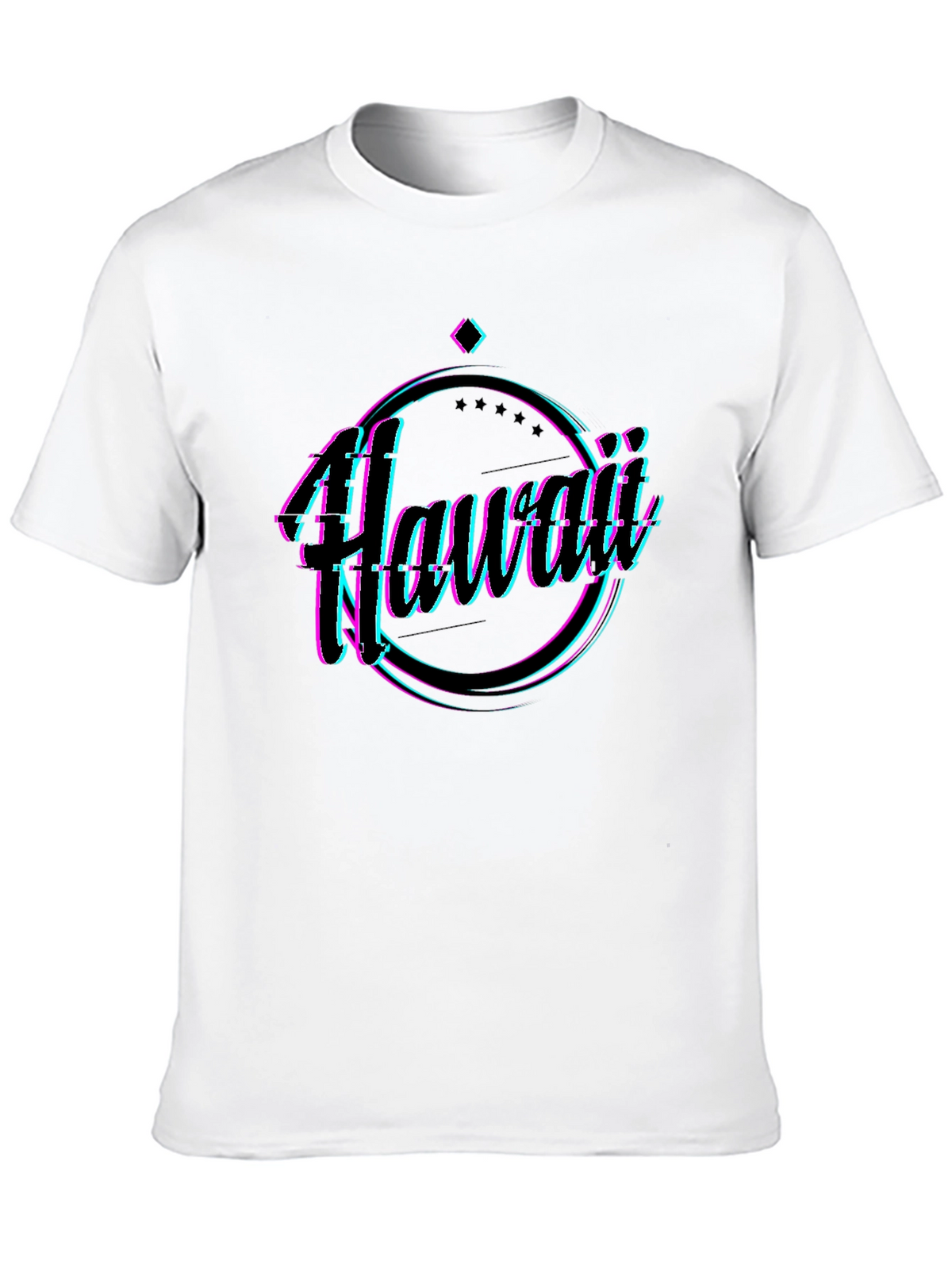 Hawaii Glitch Graphic Black T-Shirt