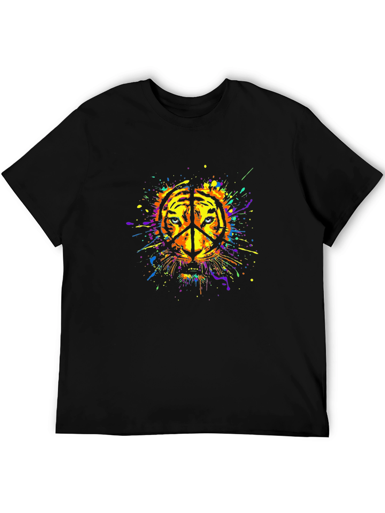 Tiger Peace Sign Graphic Tee - Black