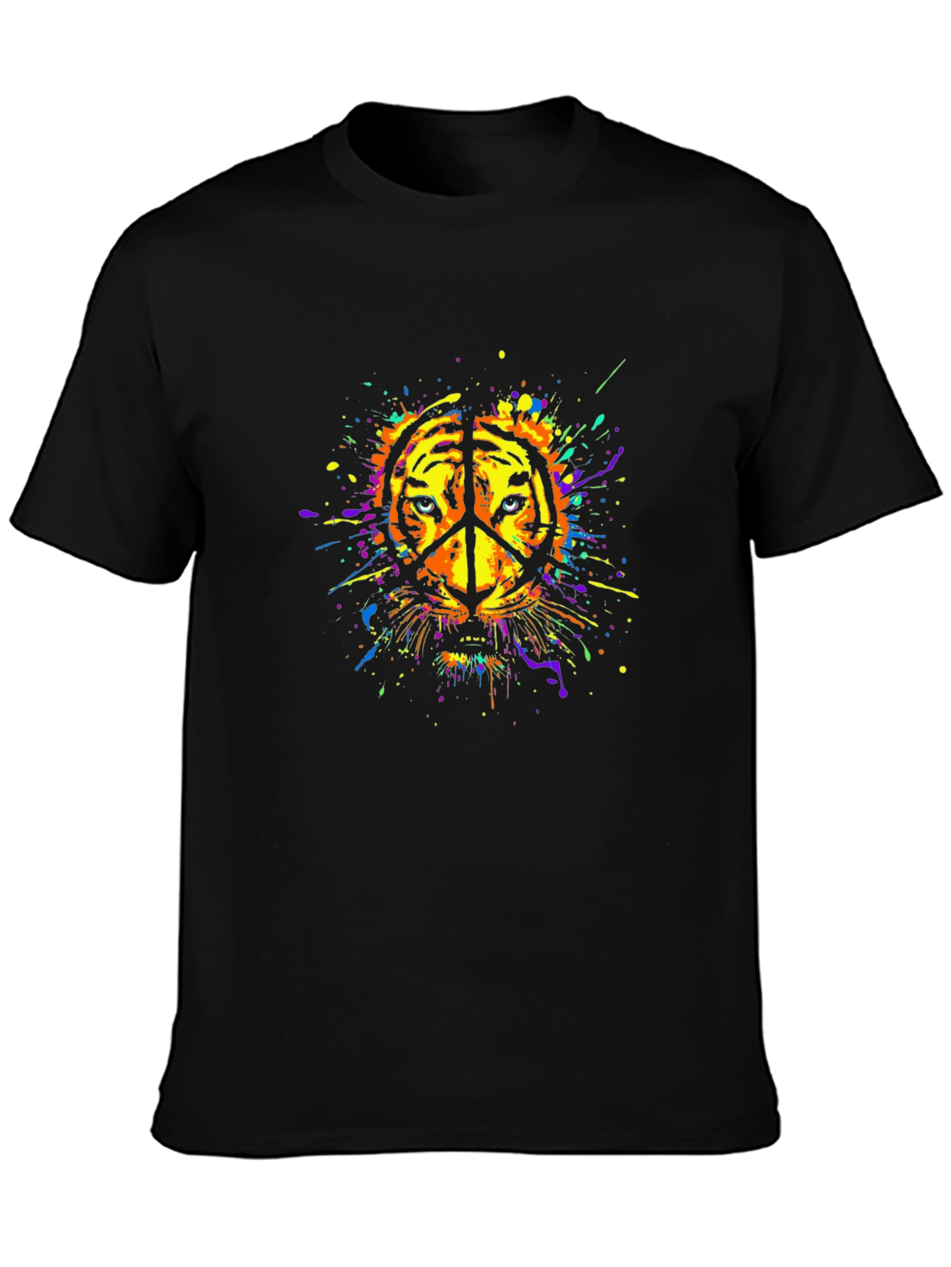 Tiger Peace Sign Graphic Tee - Black