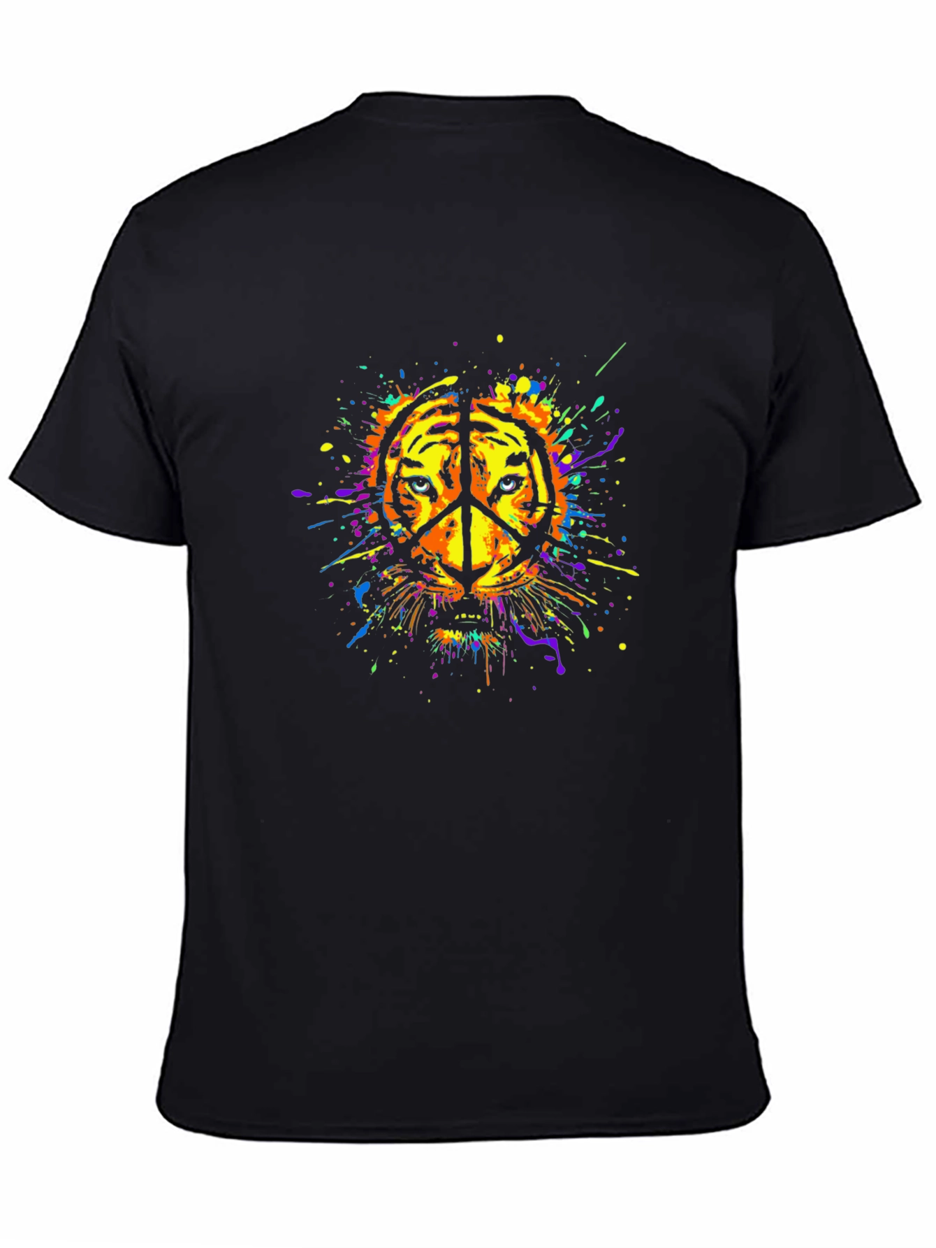 Tiger Peace Sign Graphic Tee - Black
