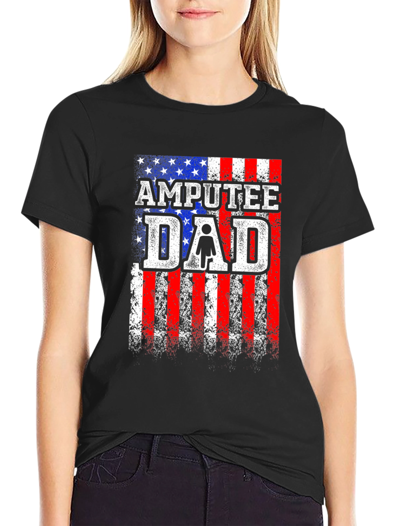 Amputee Dad USA Flag T-Shirt
