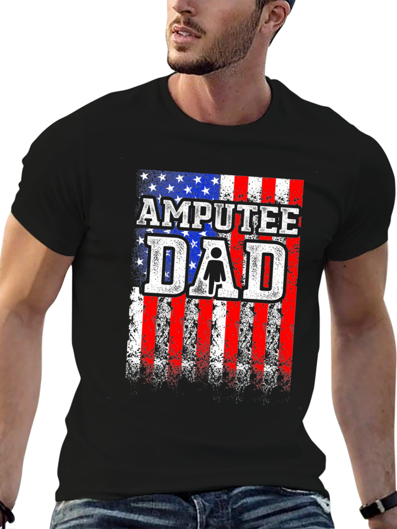 Amputee Dad USA Flag T-Shirt