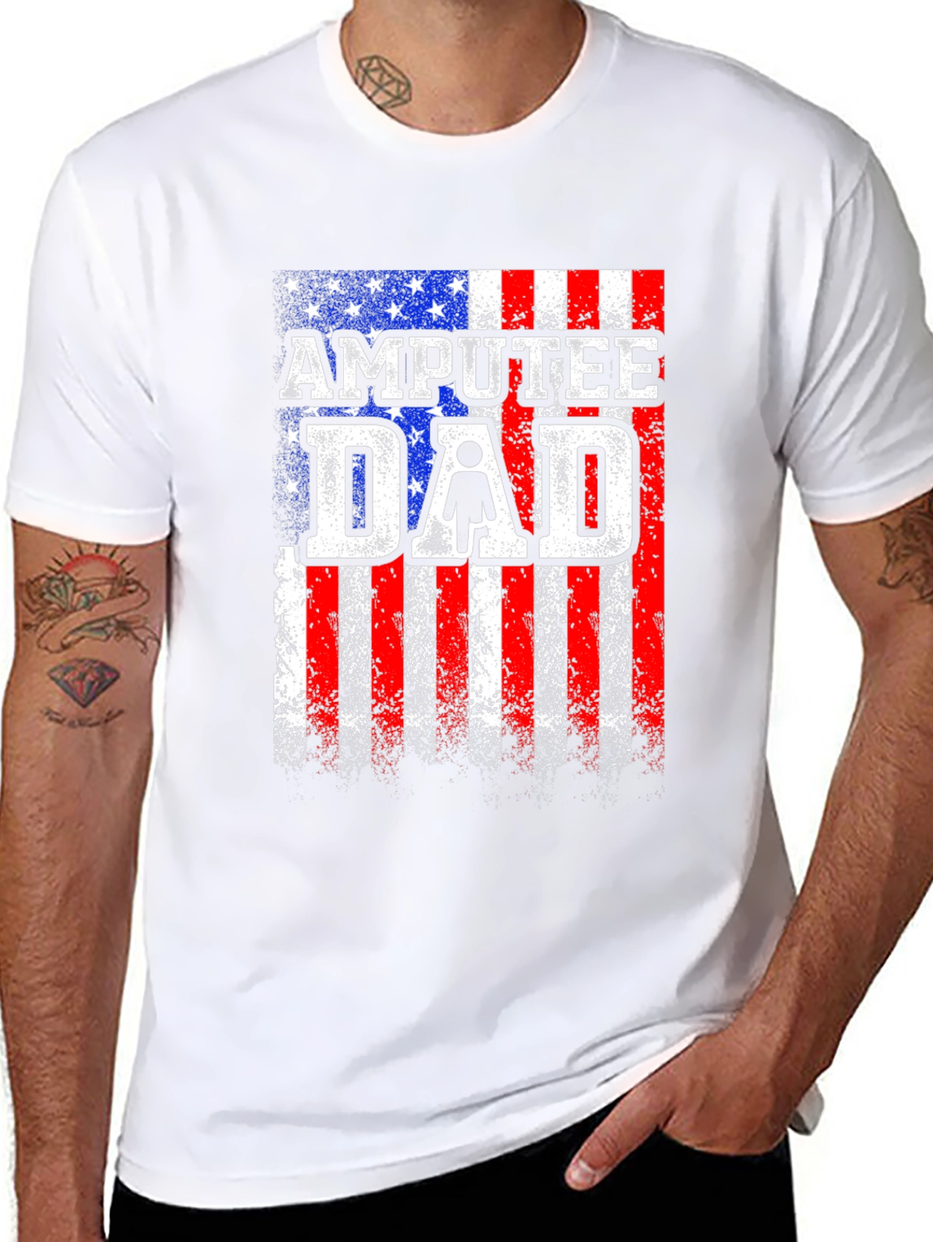 Amputee Dad USA Flag T-Shirt