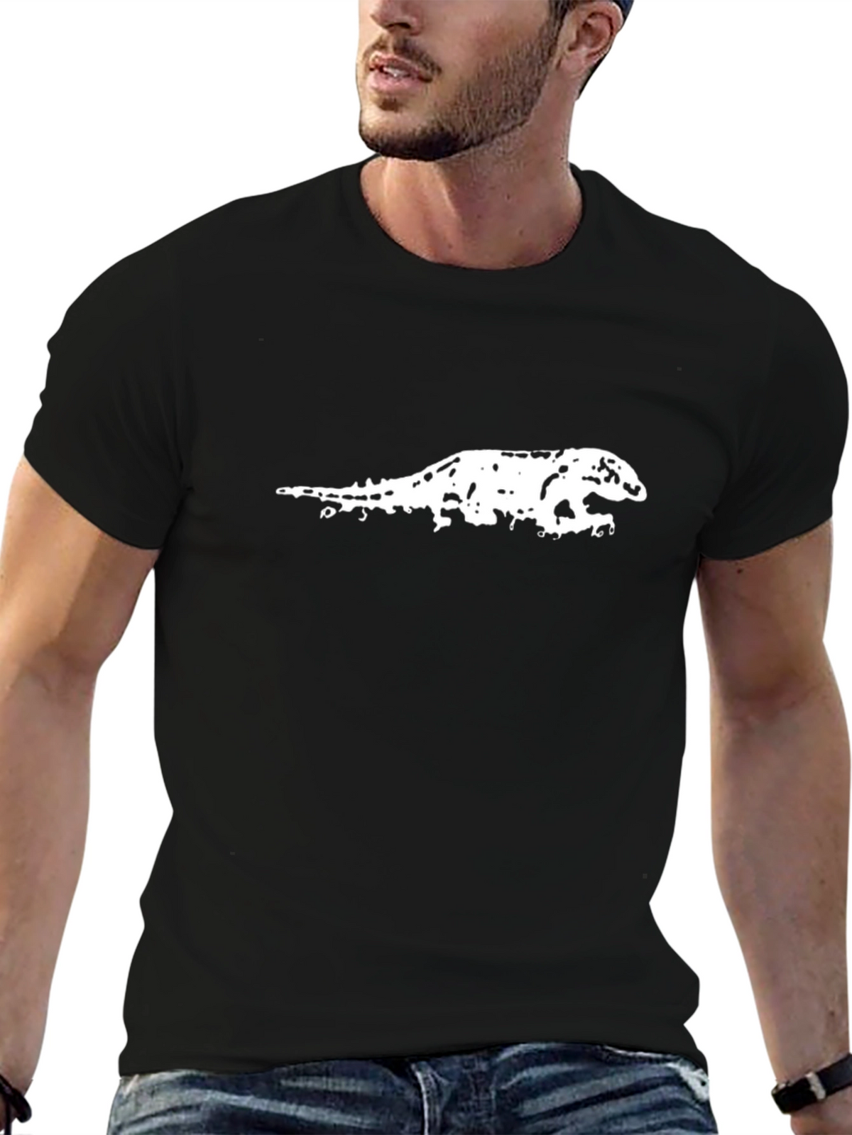 Komodo Dragon Graphic Tee - Black Cotton T-Shirt