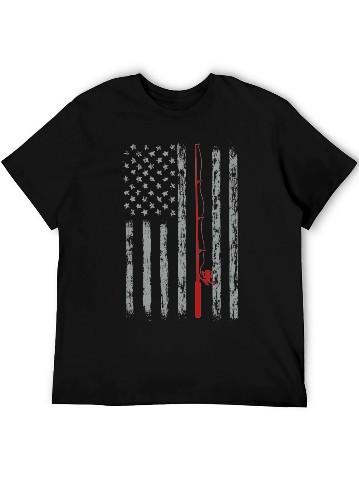 Fishing Rod American Flag T-Shirt