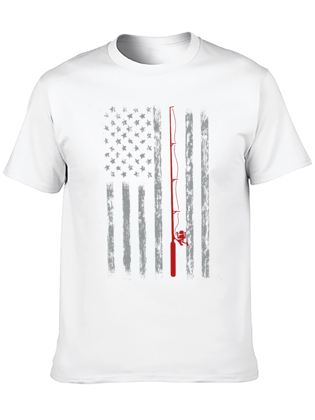 Fishing Rod American Flag T-Shirt