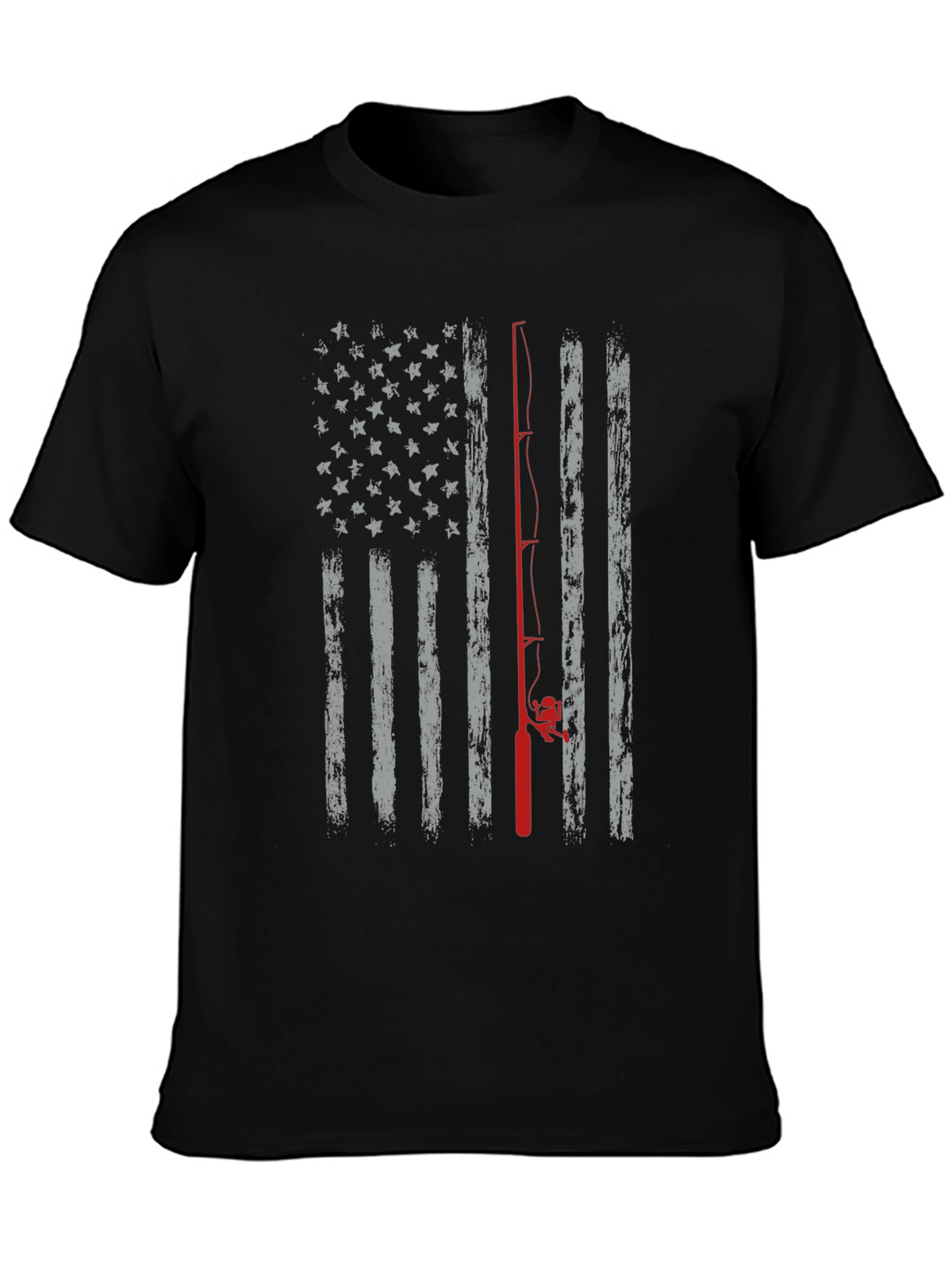 Fishing Rod American Flag T-Shirt