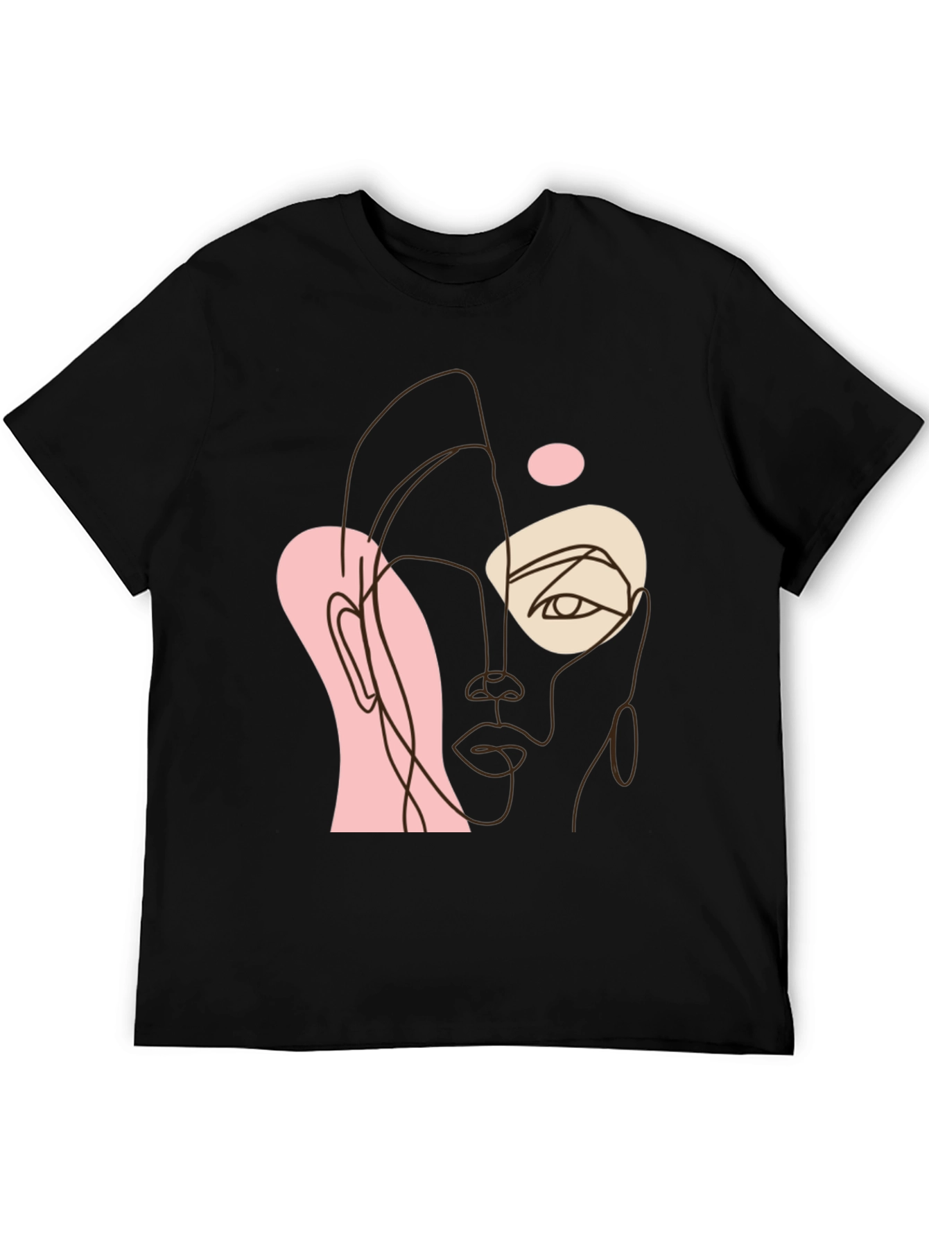 Abstract Face Line Art Black Tee