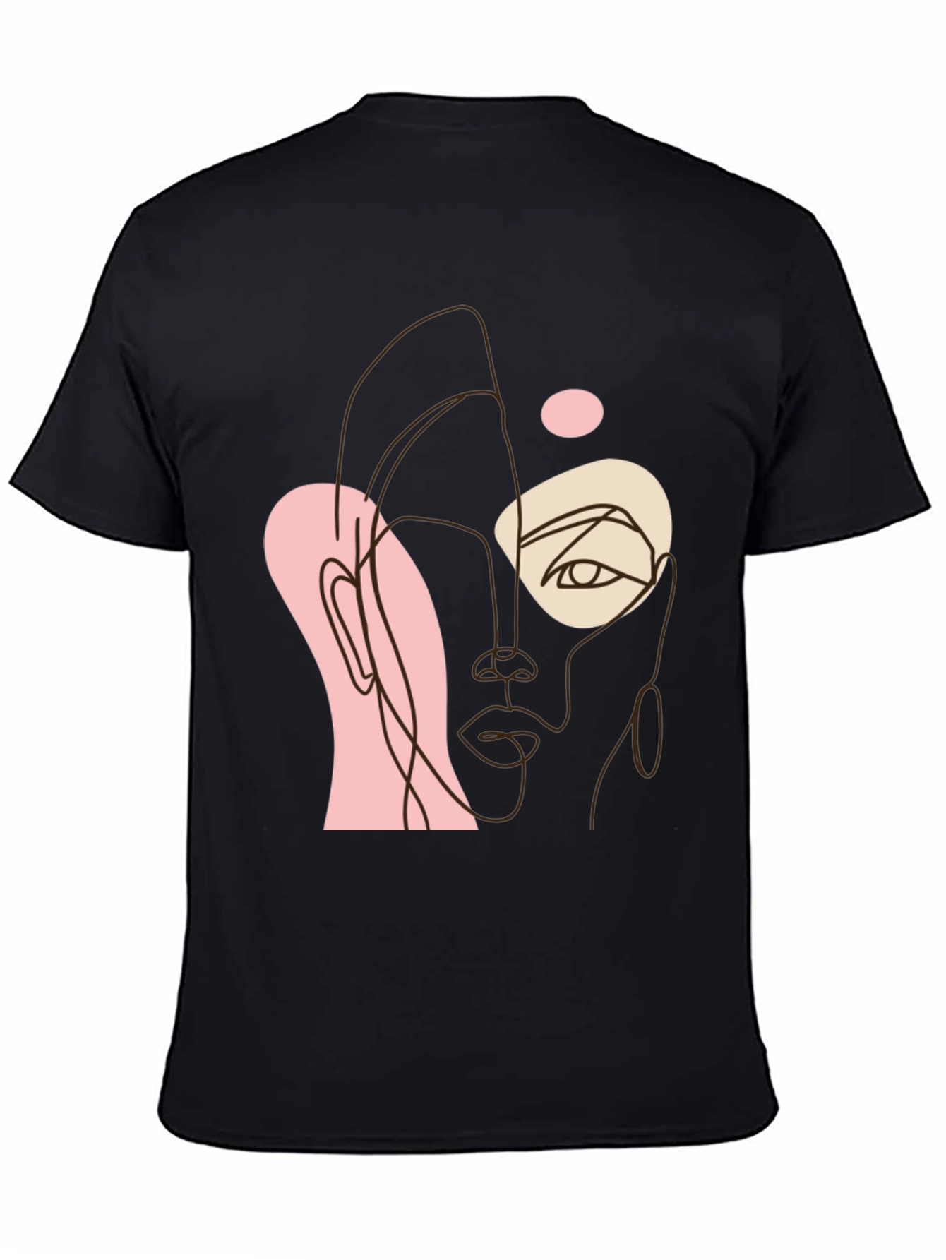 Abstract Face Line Art Black Tee