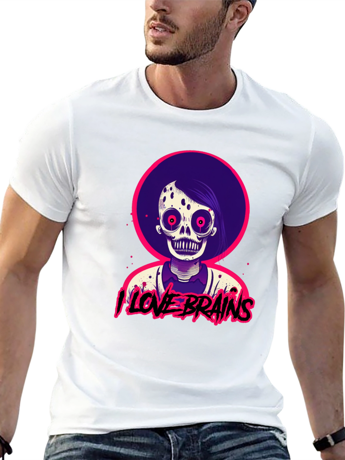 I Love Brains Zombie T-Shirt - Halloween Tee